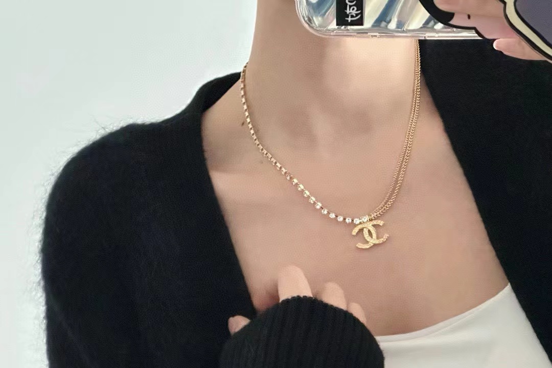 CHANE1 ダイヤモンド ダブルC ネックレス【 50％割引+送料無料】
