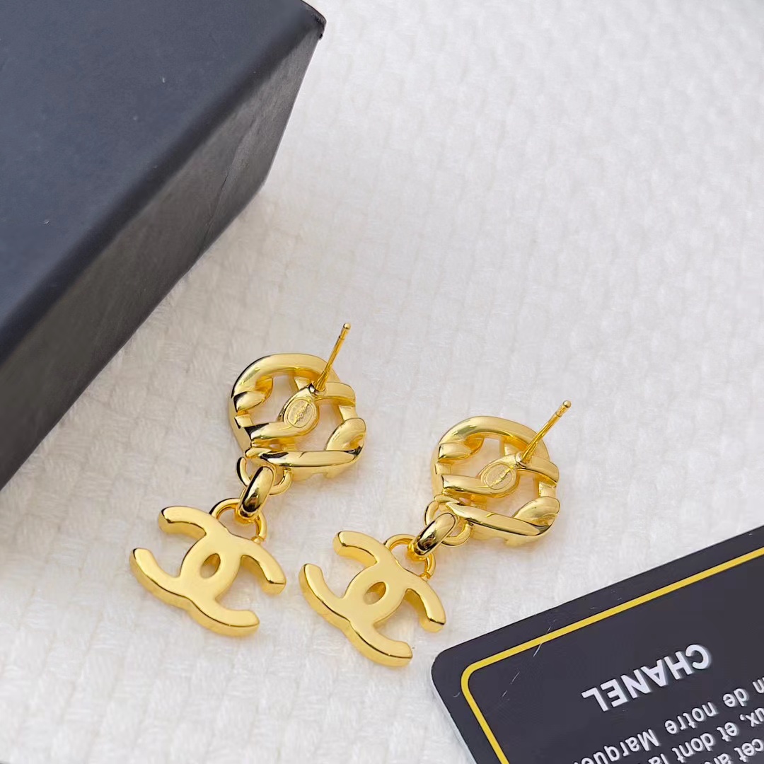 CHANE1 ホロー ダブル C イヤリング【 50％割引+送料無料】