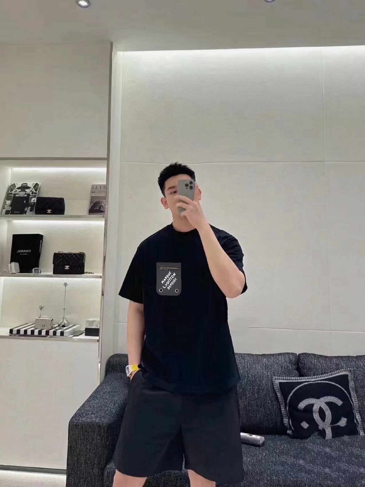 LV ポケット レザー ロゴ メンズ Tシャツ【 50％割引+送料無料】