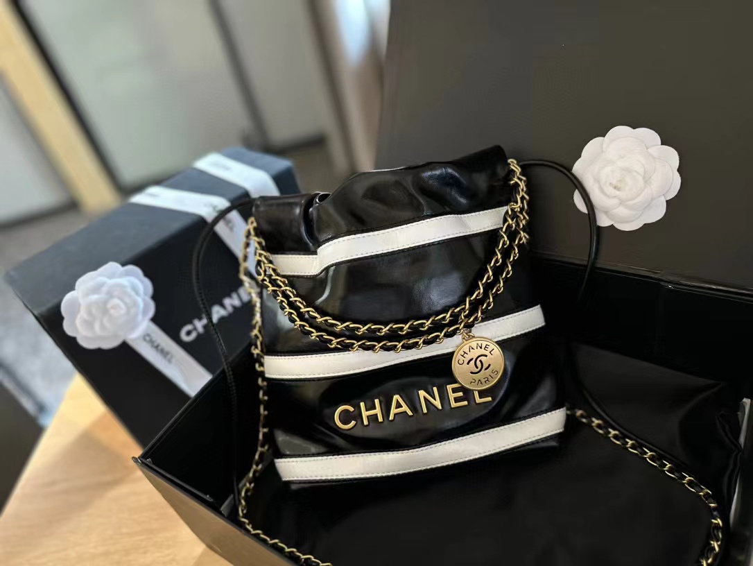CHANE1 ストライプチェーンショッピングバッグ【 50％割引+送料無料】