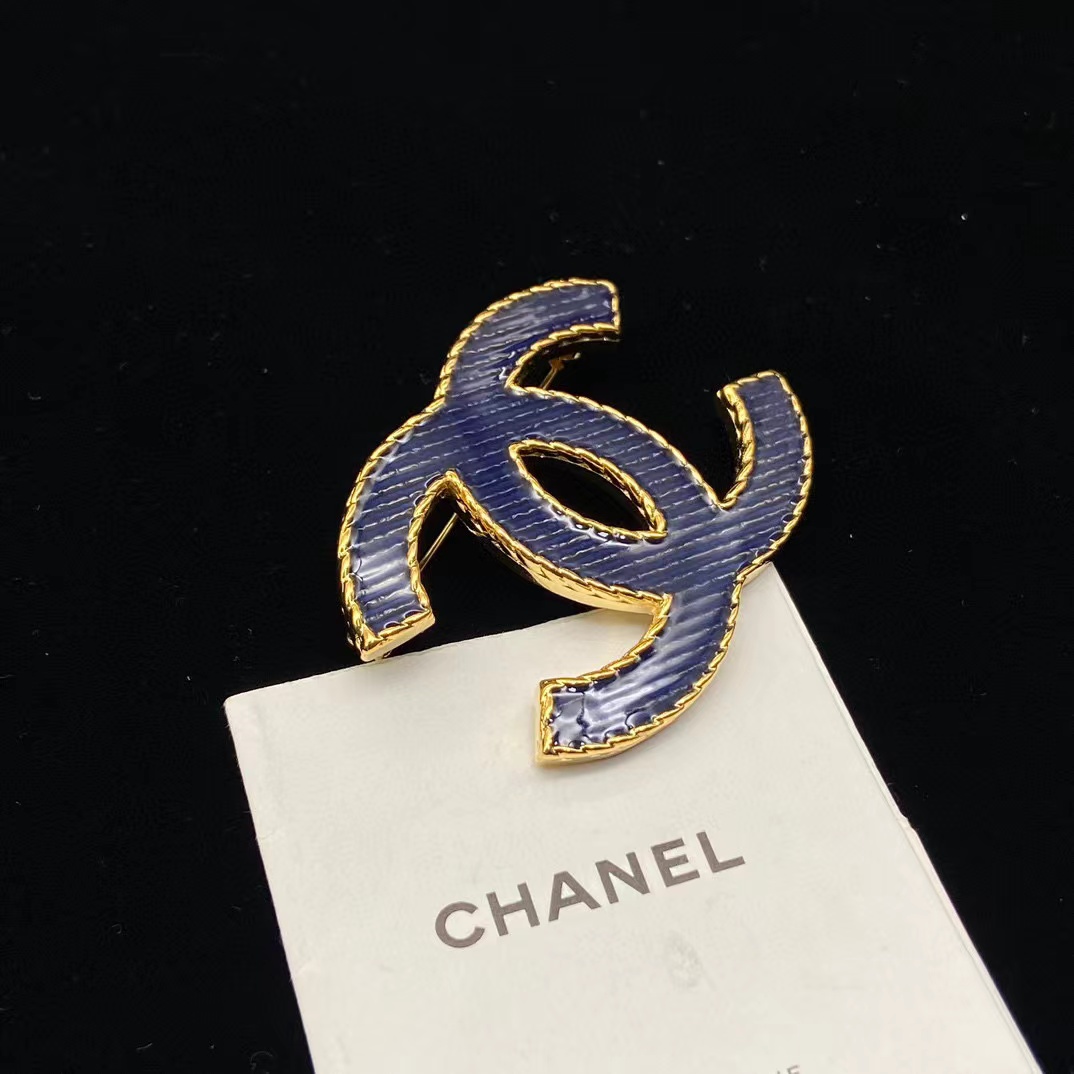 CHANE1 ダブルC デニムブローチ【 50％割引+送料無料】
