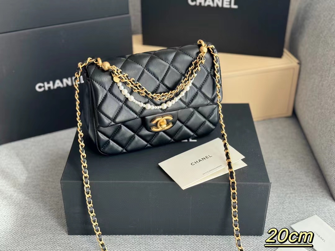 CHANE1 パールチェーンショルダークロスボディバッグ【50％割引+送料無料】