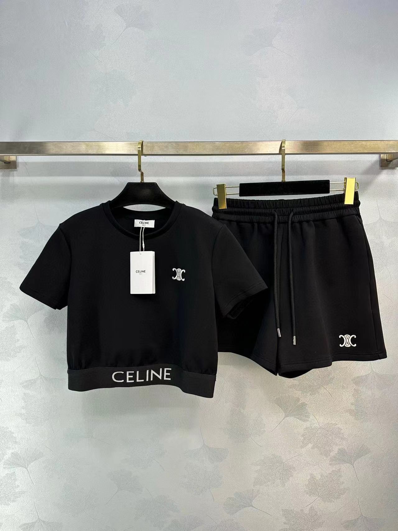 CEL1NE 刺繍ロゴカジュアル半袖スーツ【50％割引+送料無料】