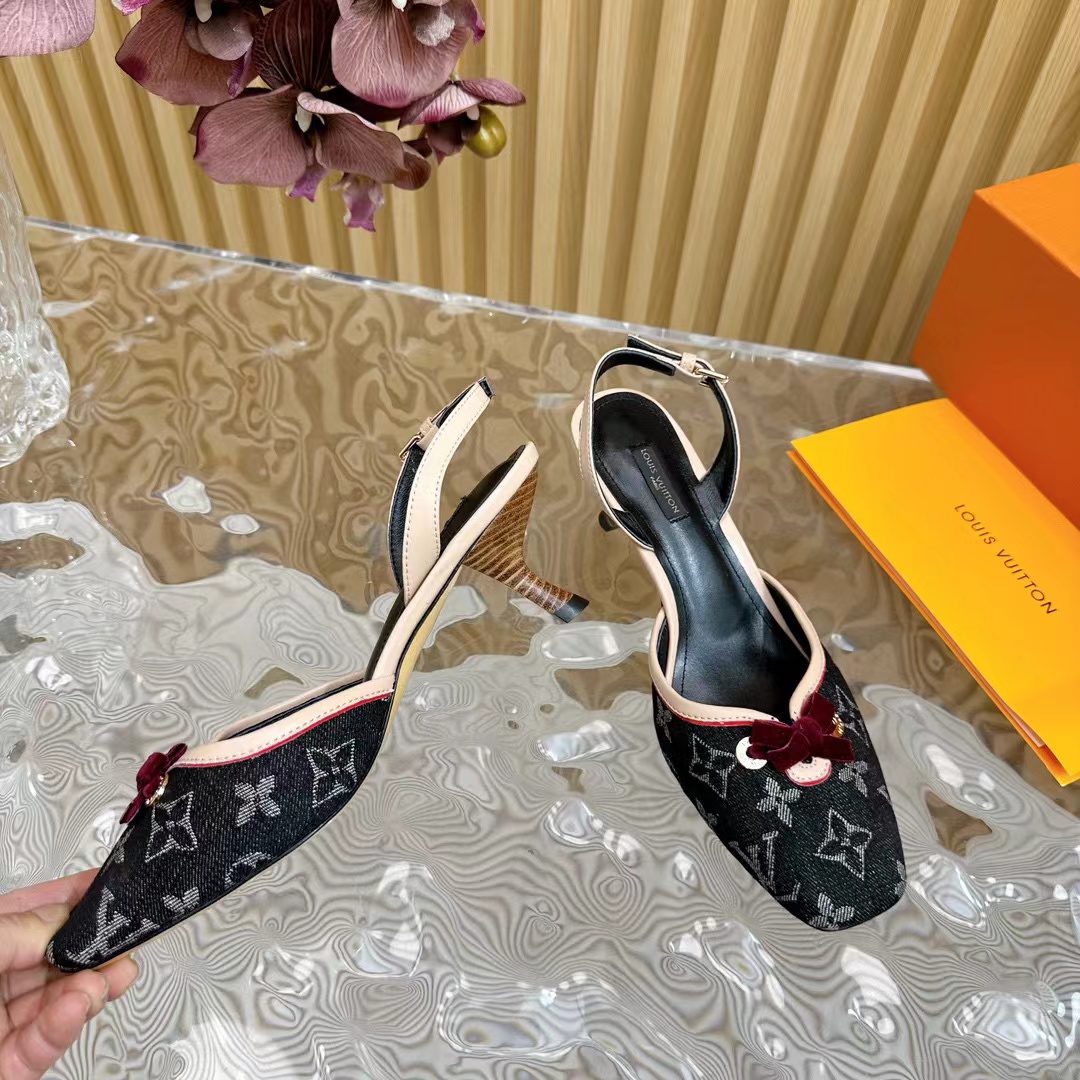 LV 高級ベルベットリボンハイヒールサンダル【50％割引+送料無料】