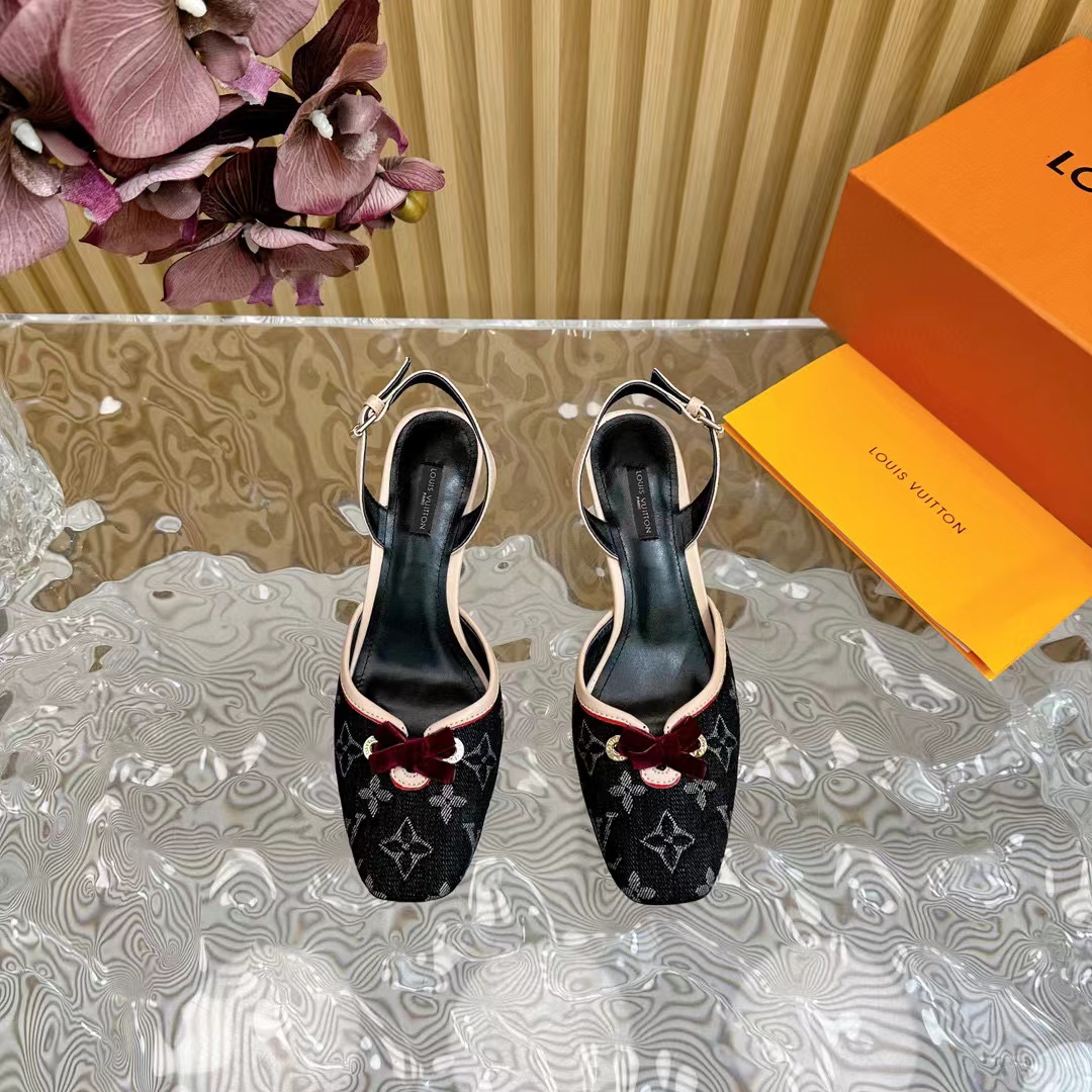 LV 高級ベルベットリボンハイヒールサンダル【50％割引+送料無料】