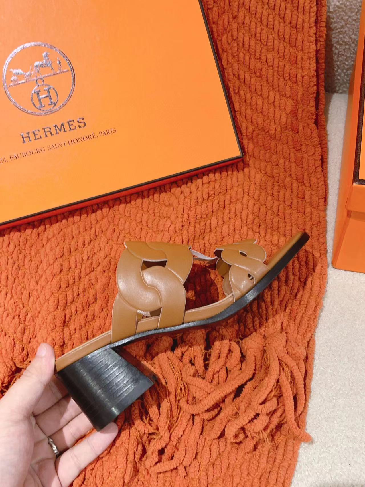 HERME5 高品質シープスキン ハイヒールスリッパ【50％割引+送料無料】