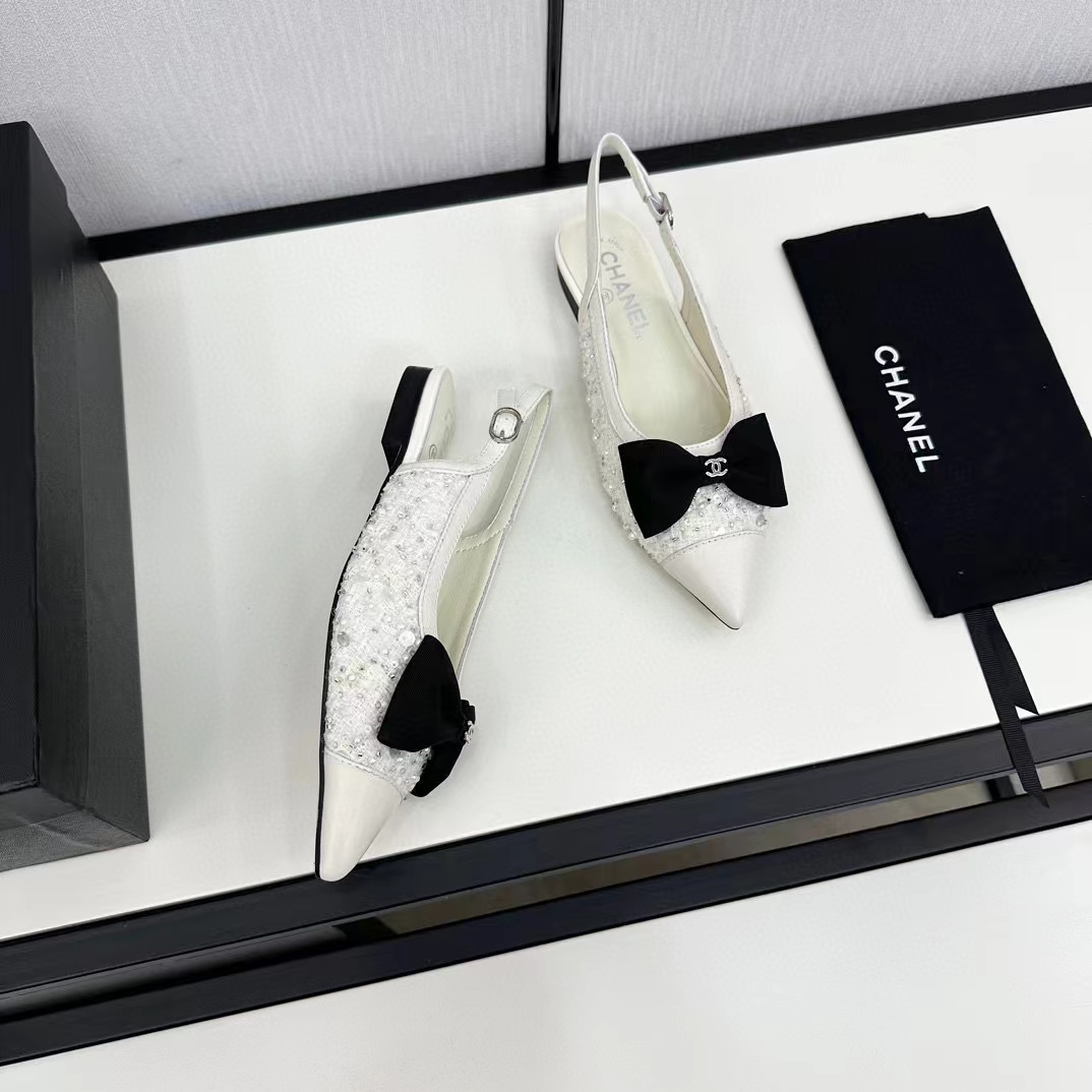 CHANE1 高級ボウポインテッドトゥフラットサンダル【50%割引+送料無料】