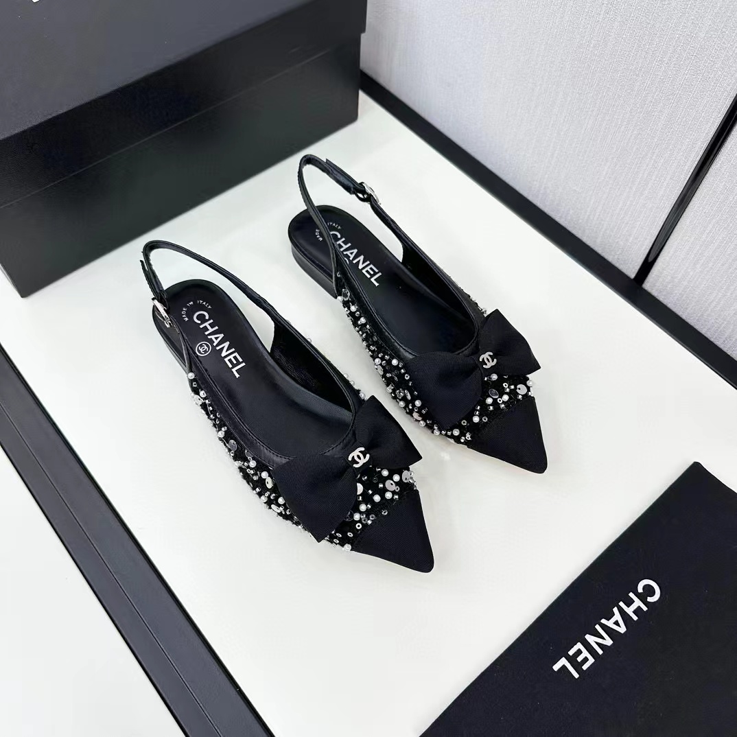 CHANE1 高級ボウポインテッドトゥフラットサンダル【50%割引+送料無料】