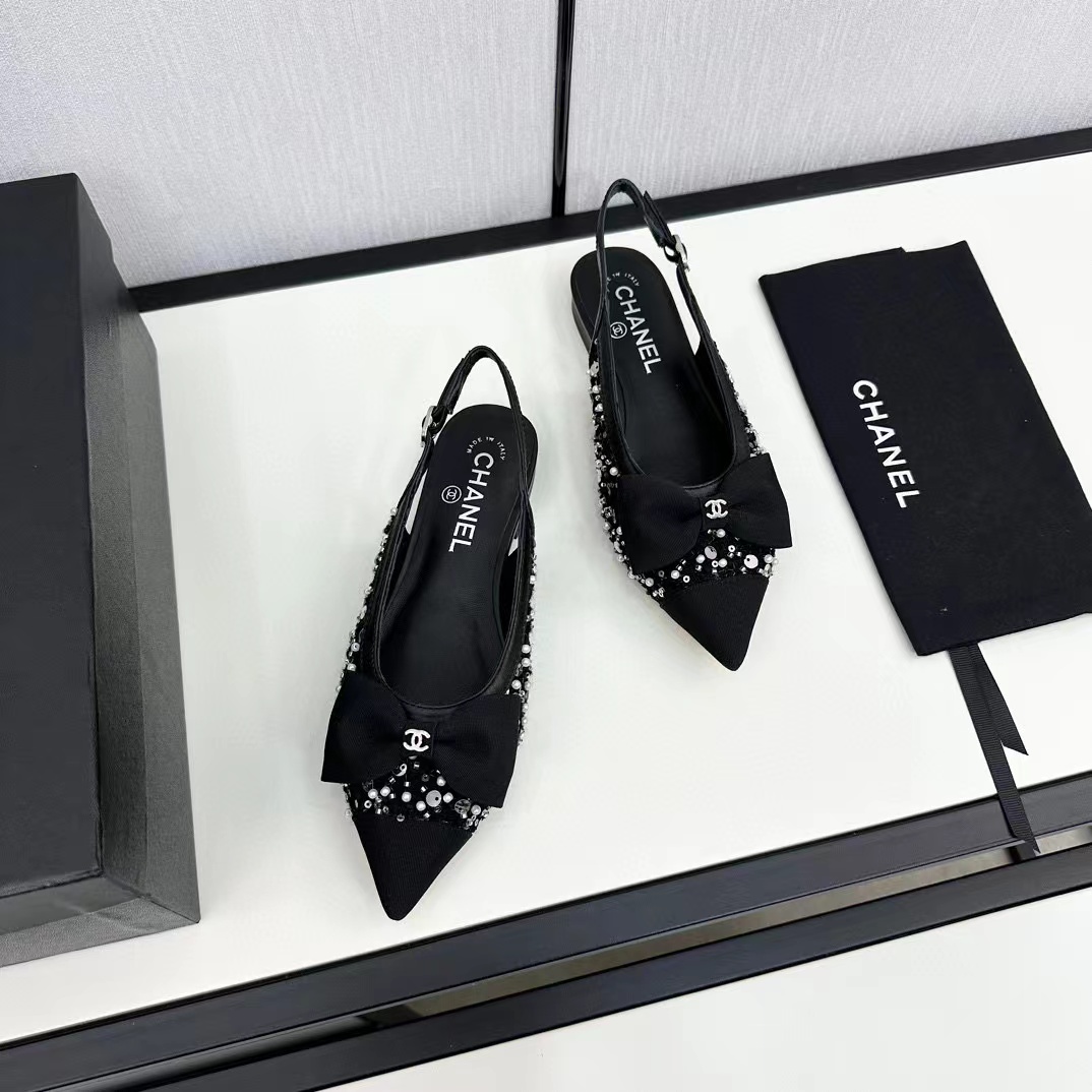 CHANE1 高級ボウポインテッドトゥフラットサンダル【50%割引+送料無料】