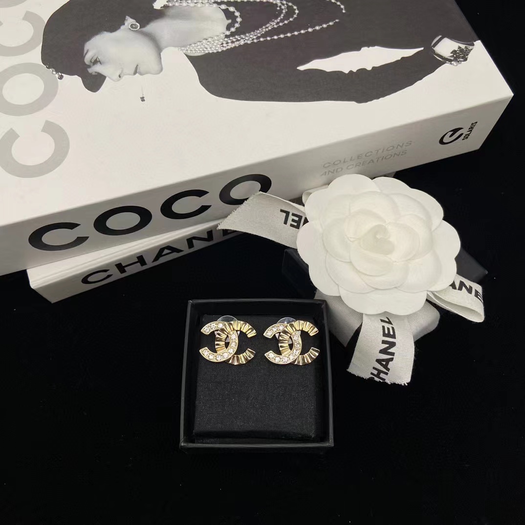 CHANE1 ダブルCプリーツイヤリング【50％割引+送料無料】