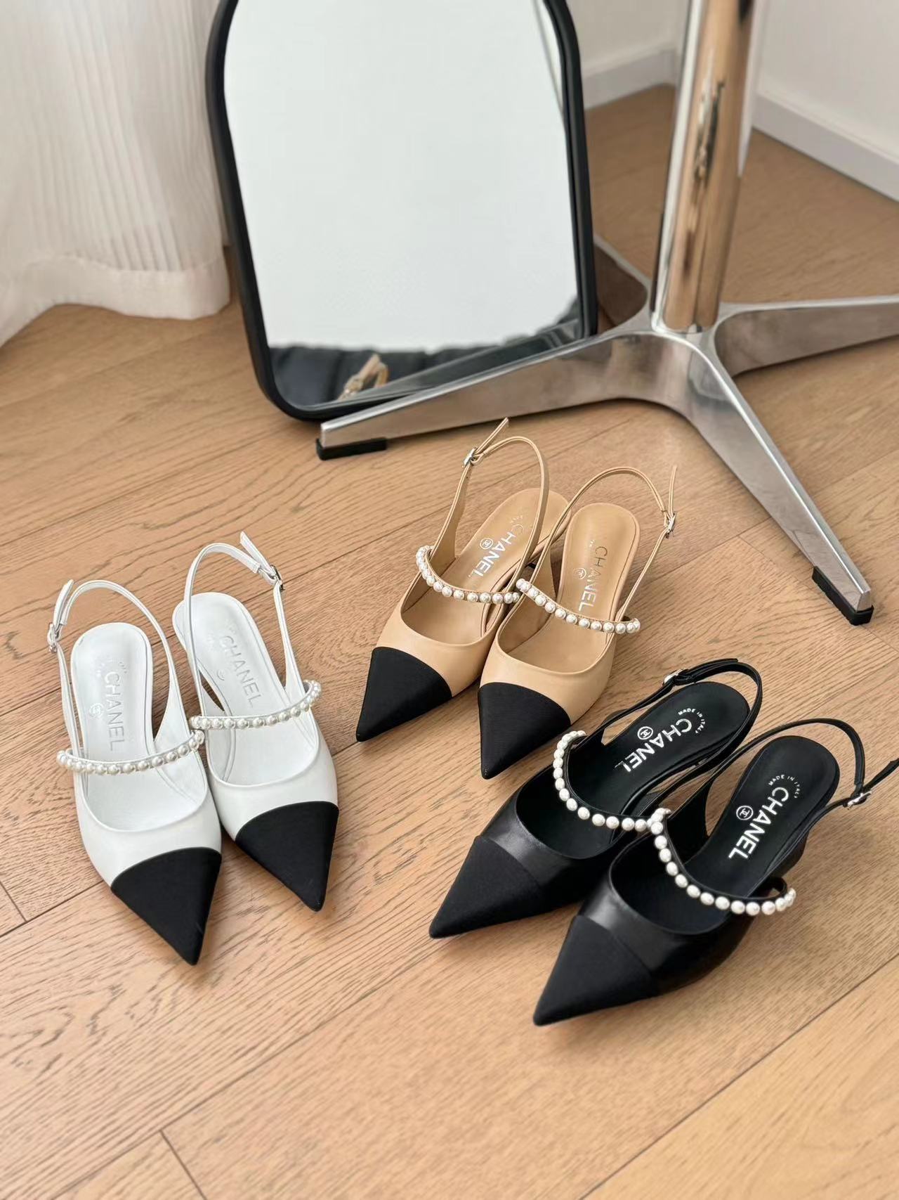 CHANE1 高品質カラーブロックパールポインテッドトゥハイヒール【50％割引+送料無料】