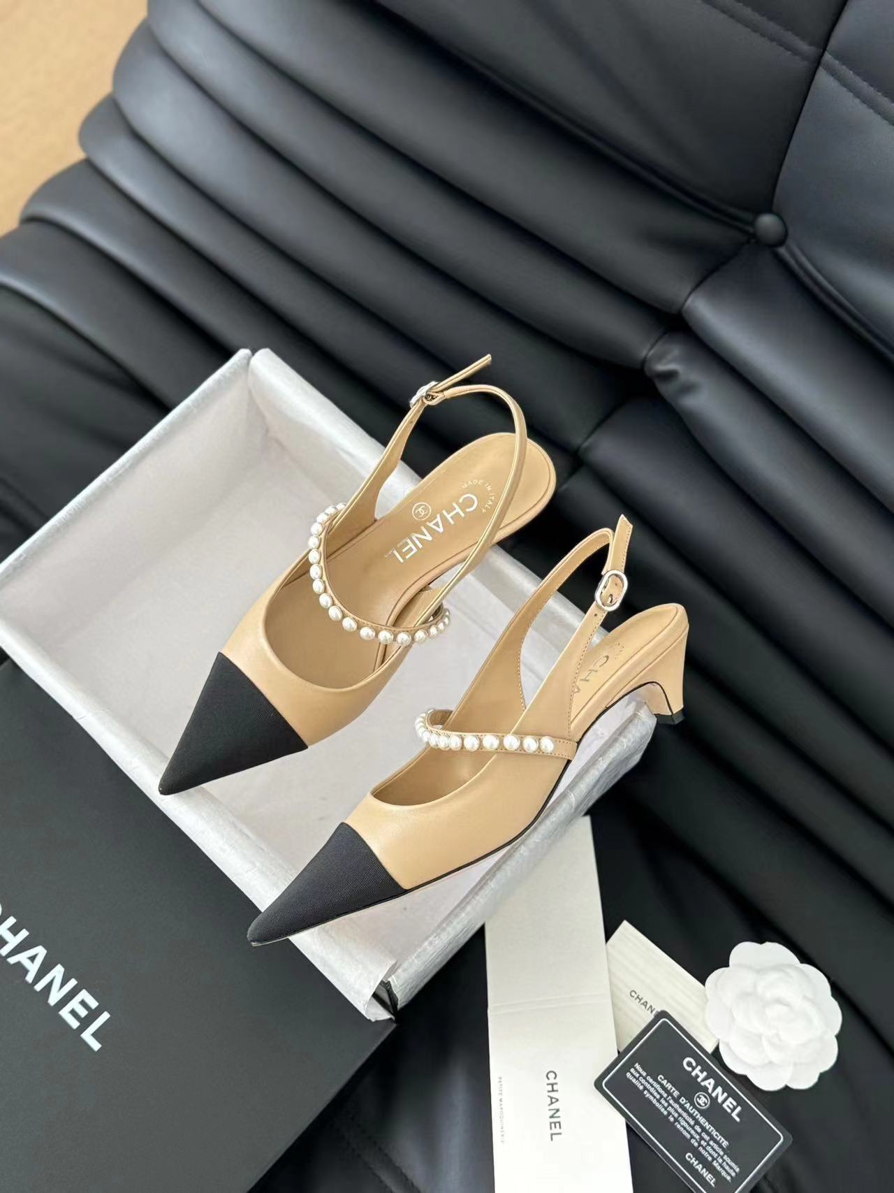 CHANE1 高品質カラーブロックパールポインテッドトゥハイヒール【50％割引+送料無料】