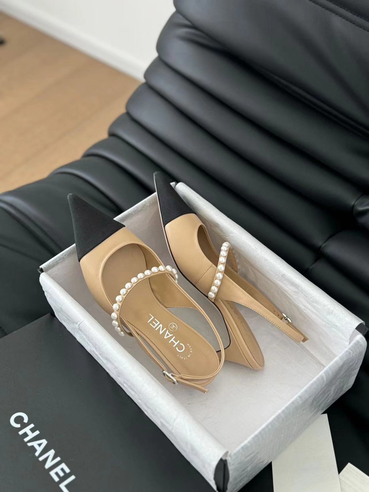 CHANE1 高品質カラーブロックパールポインテッドトゥハイヒール【50％割引+送料無料】