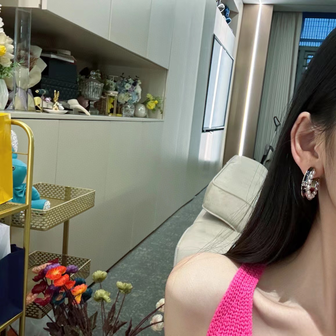 CHANE1 パールストリングレザーピアス【50%割引+送料無料】