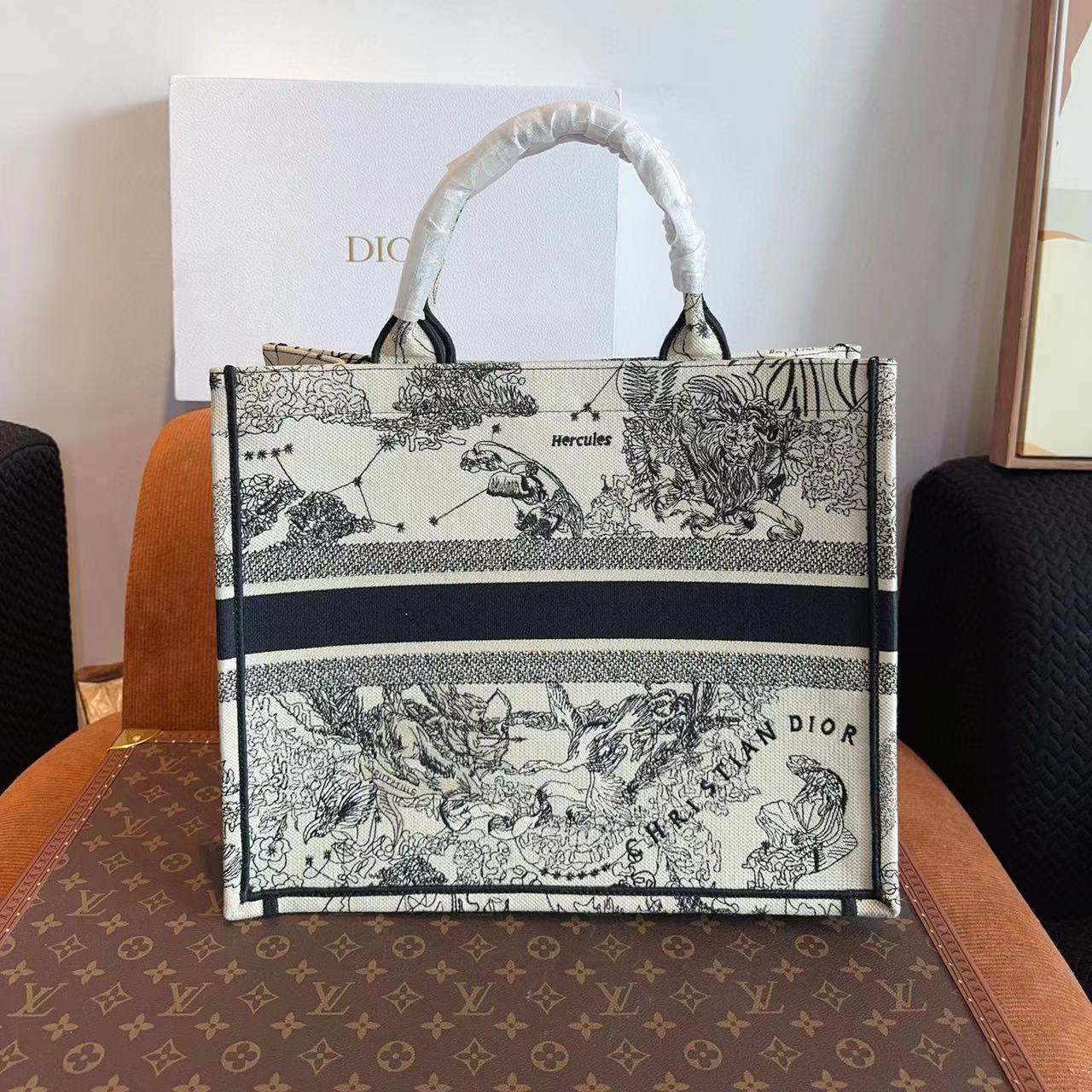 DI0R 刺繍プリントショッピングトートバッグ【 50％割引+送料無料】