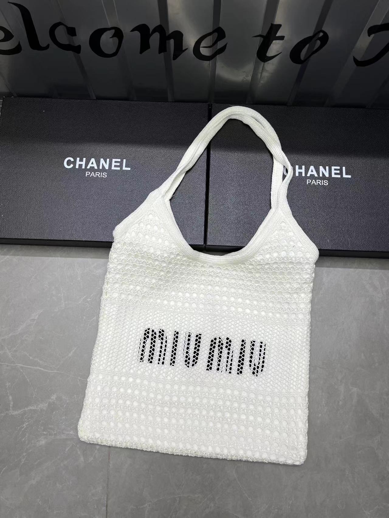 M1UM1Uレターニット中空ショッピングバッグ【50％割引+送料無料】