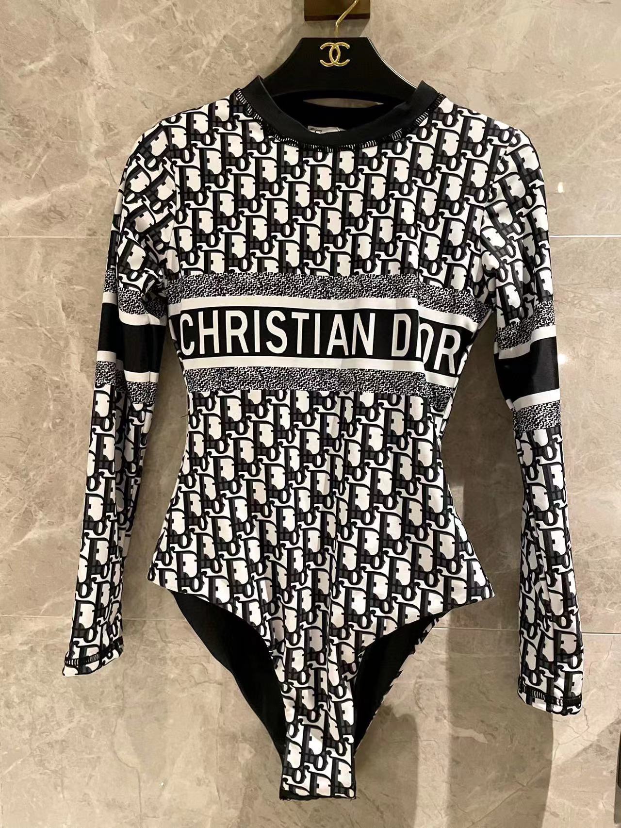 DI0R プリント長袖ワンピース水着【50％割引+送料無料】