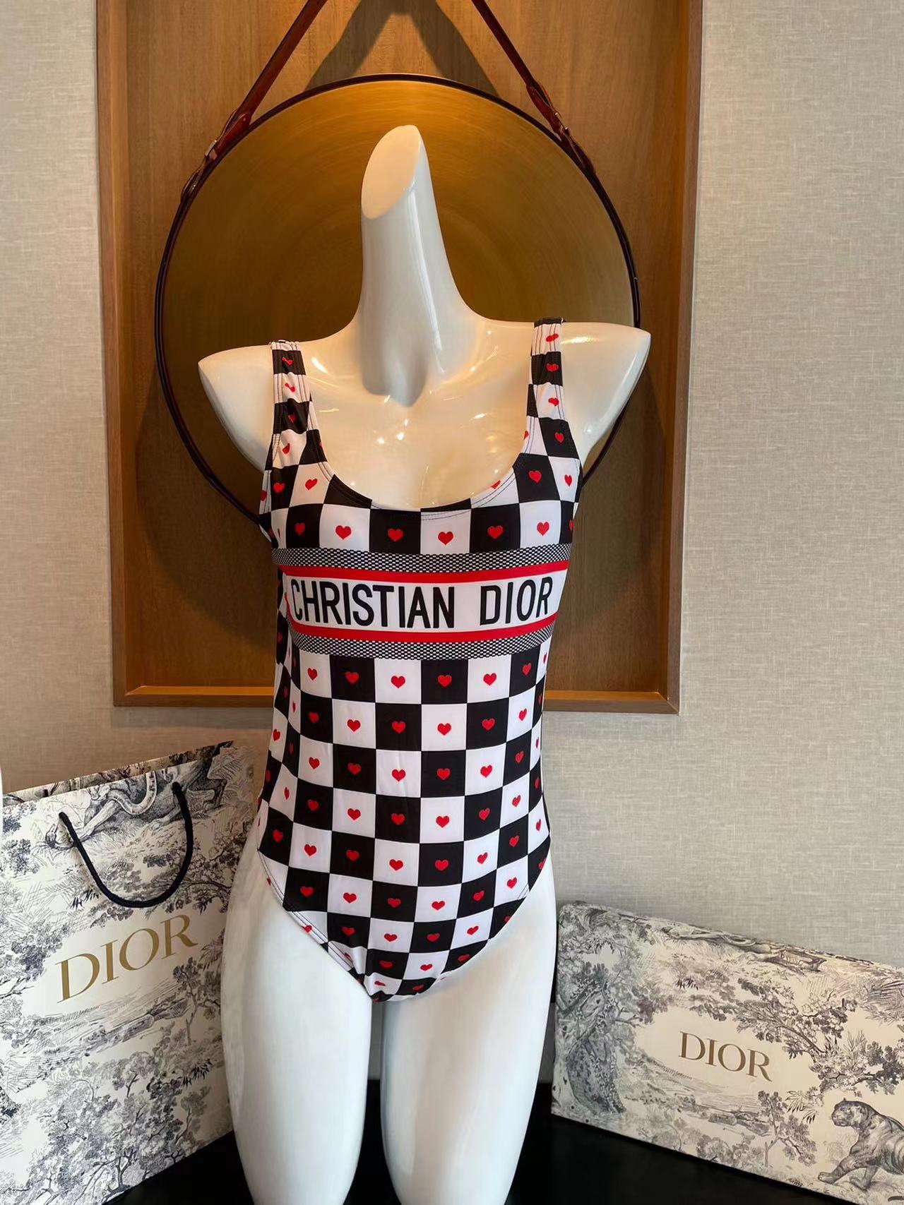 DI0R ハートチェック柄ワンピース水着【50％割引+送料無料】