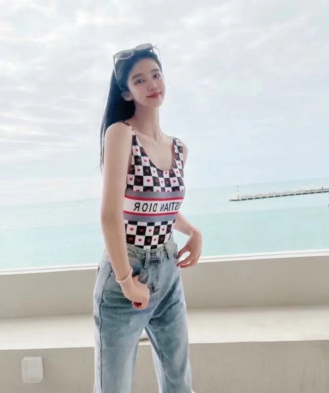 DI0R ハートチェック柄ワンピース水着【50％割引+送料無料】