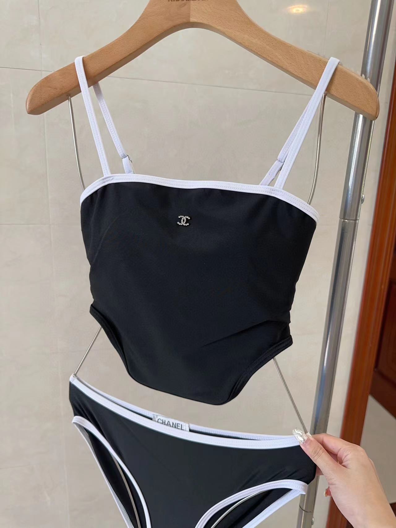 CHANE1 スモールロゴ カラーブロック スプリット水着【50%割引+送料無料】