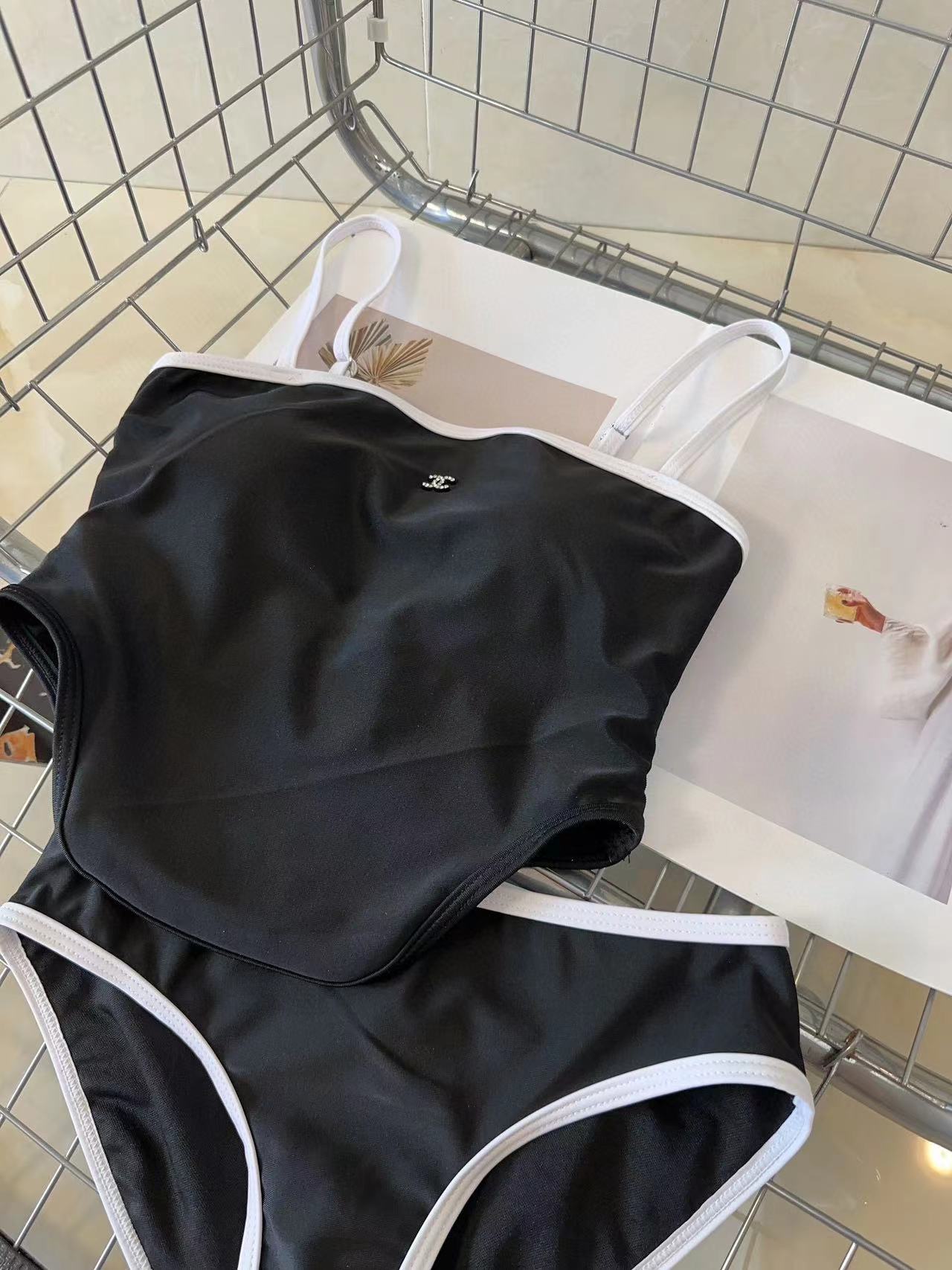 CHANE1 スモールロゴ カラーブロック スプリット水着【50%割引+送料無料】