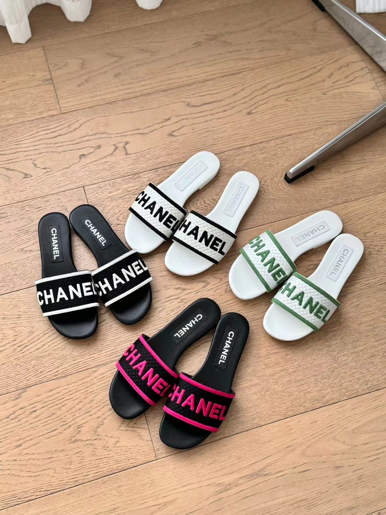 CHANE1 高品質刺繍文字スリッパ【50％割引+送料無料】