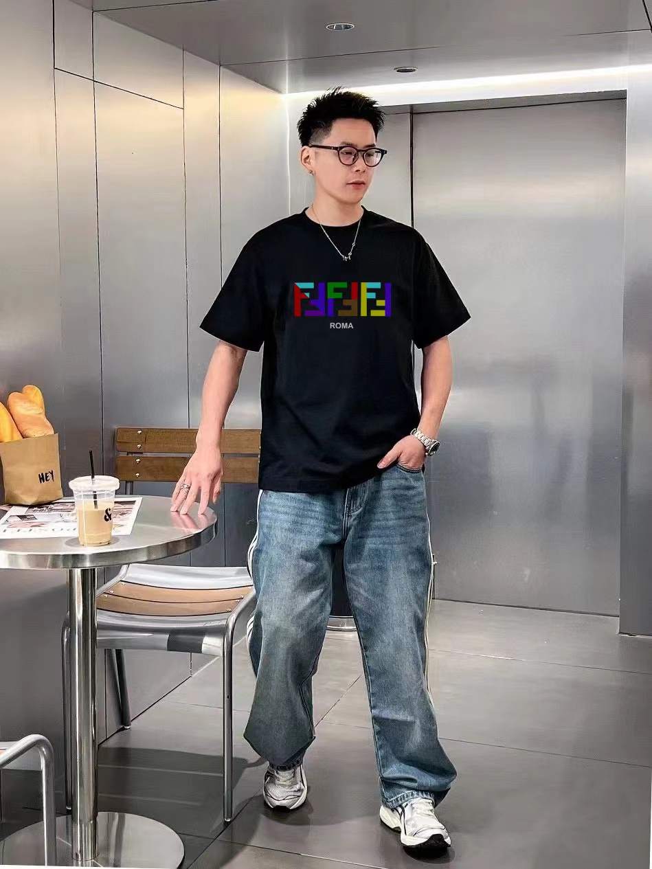 FEND1 夫婦同文字プリントTシャツ【 50％割引+送料無料】