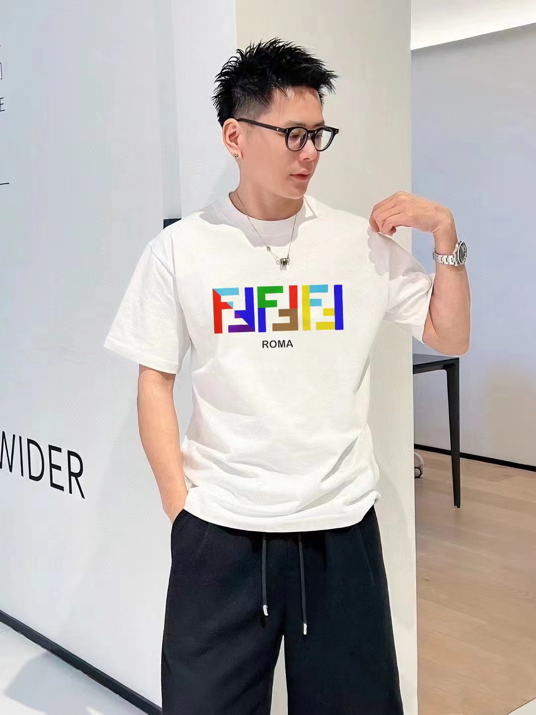FEND1 夫婦同文字プリントTシャツ【 50％割引+送料無料】