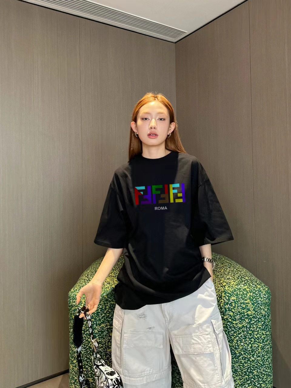 FEND1 夫婦同文字プリントTシャツ【 50％割引+送料無料】