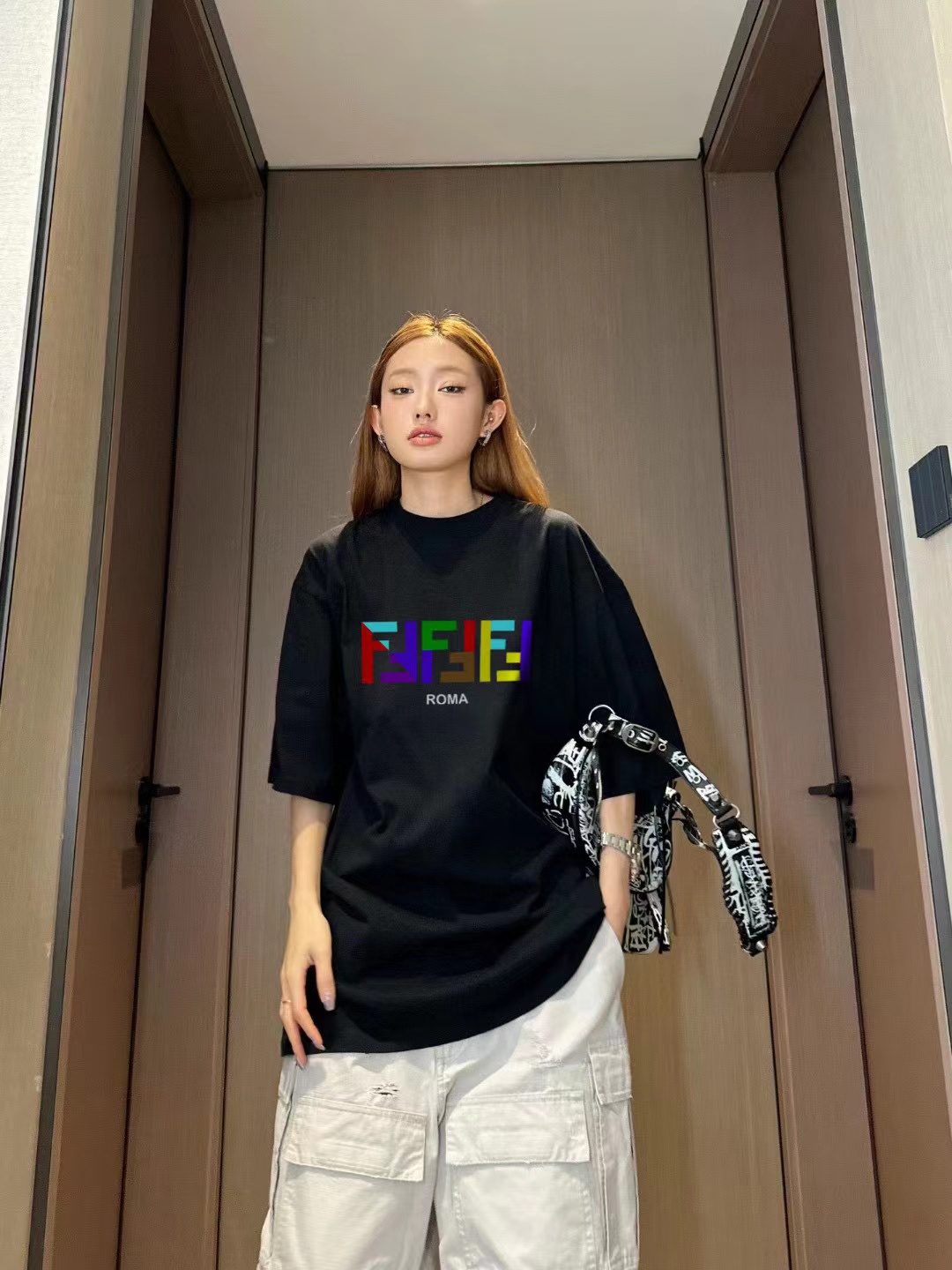 FEND1 夫婦同文字プリントTシャツ【 50％割引+送料無料】