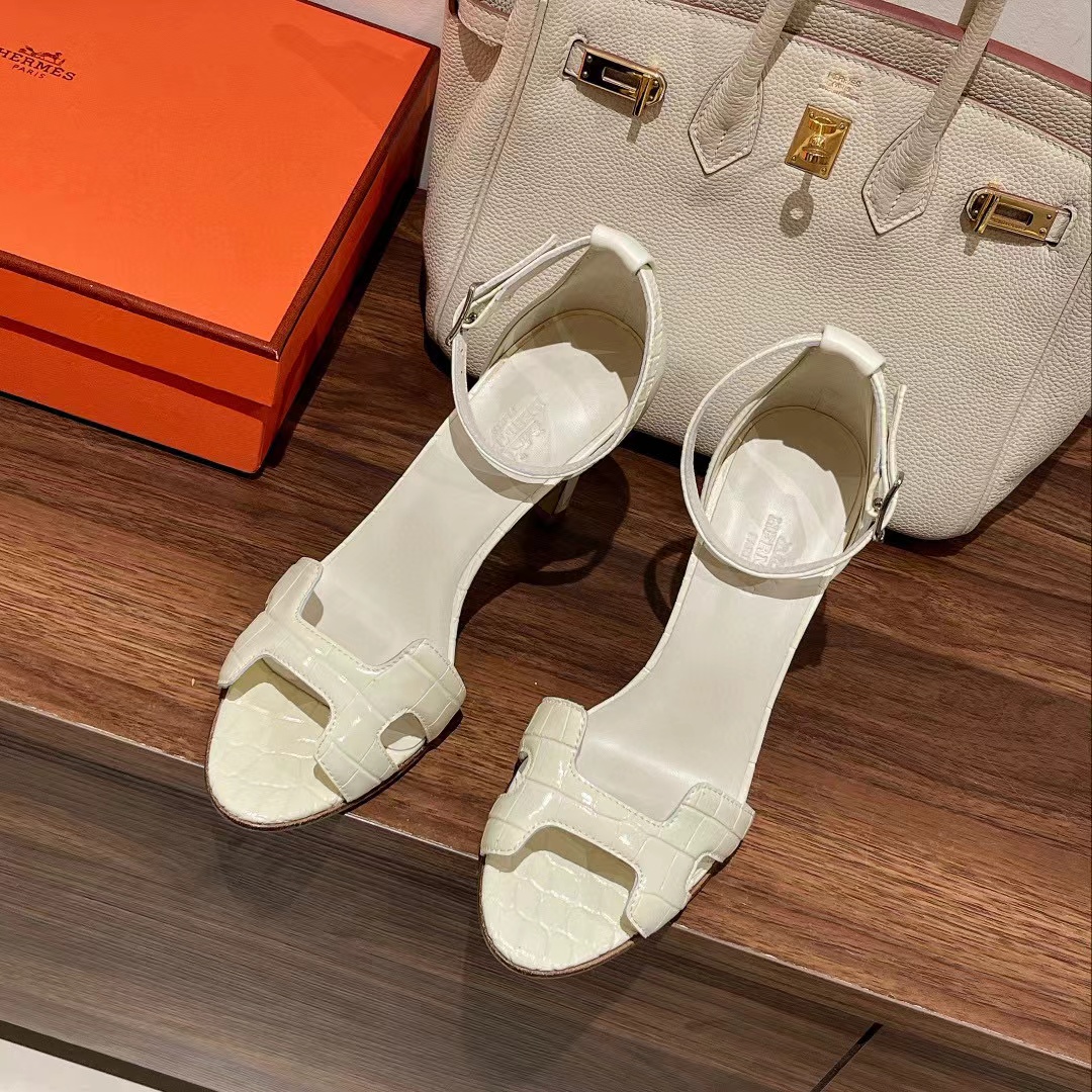 HERME5 高品質クロコダイルプリント ハイヒールサンダル【50％割引+送料無料】