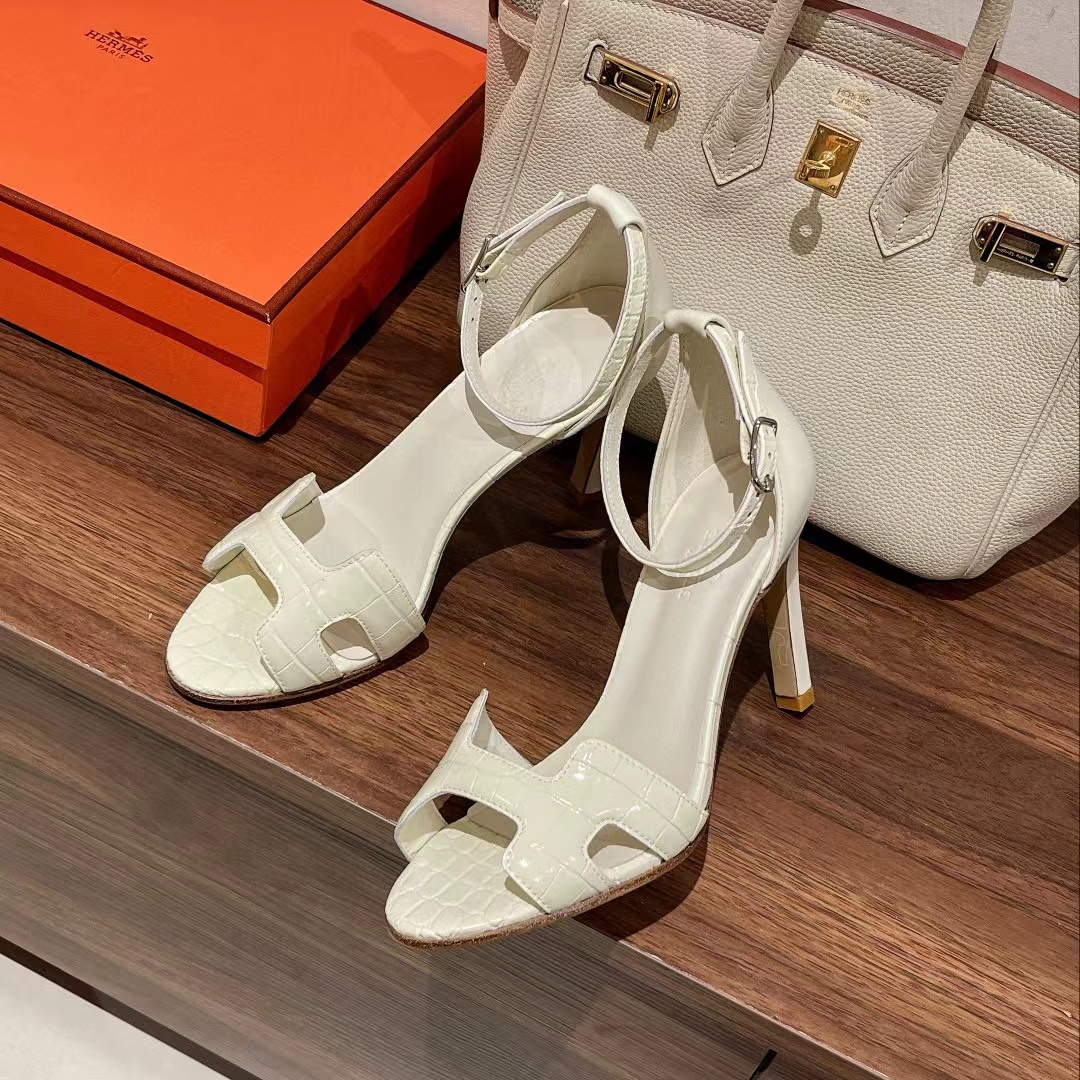 HERME5 高品質クロコダイルプリント ハイヒールサンダル【50％割引+送料無料】