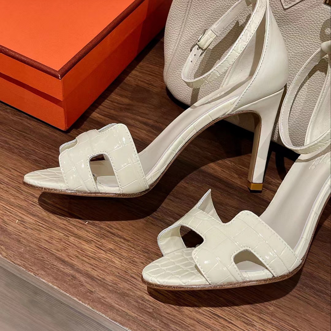 HERME5 高品質クロコダイルプリント ハイヒールサンダル【50％割引+送料無料】