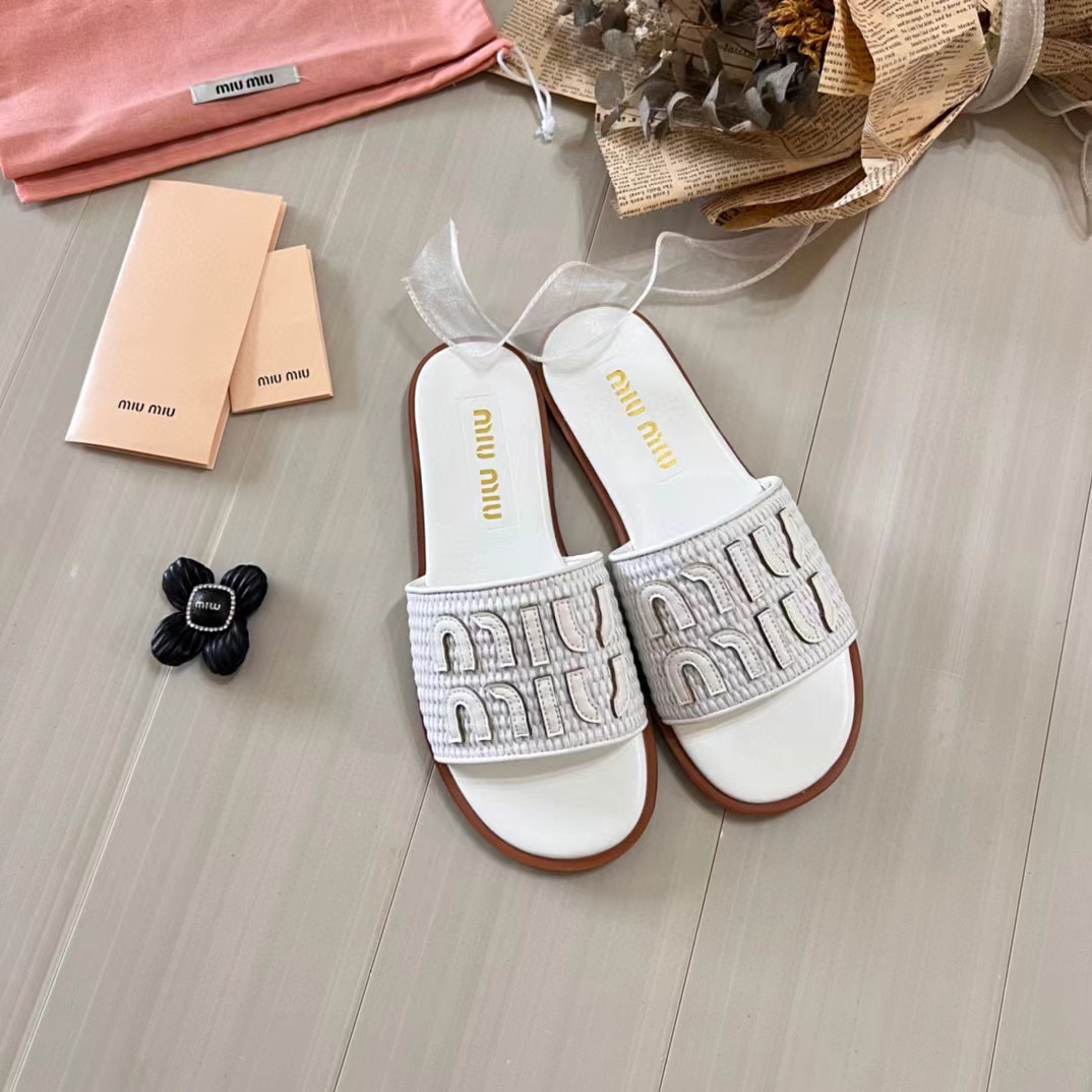 M1UM1U 織物フラットスリッパ【50％割引+送料無料】