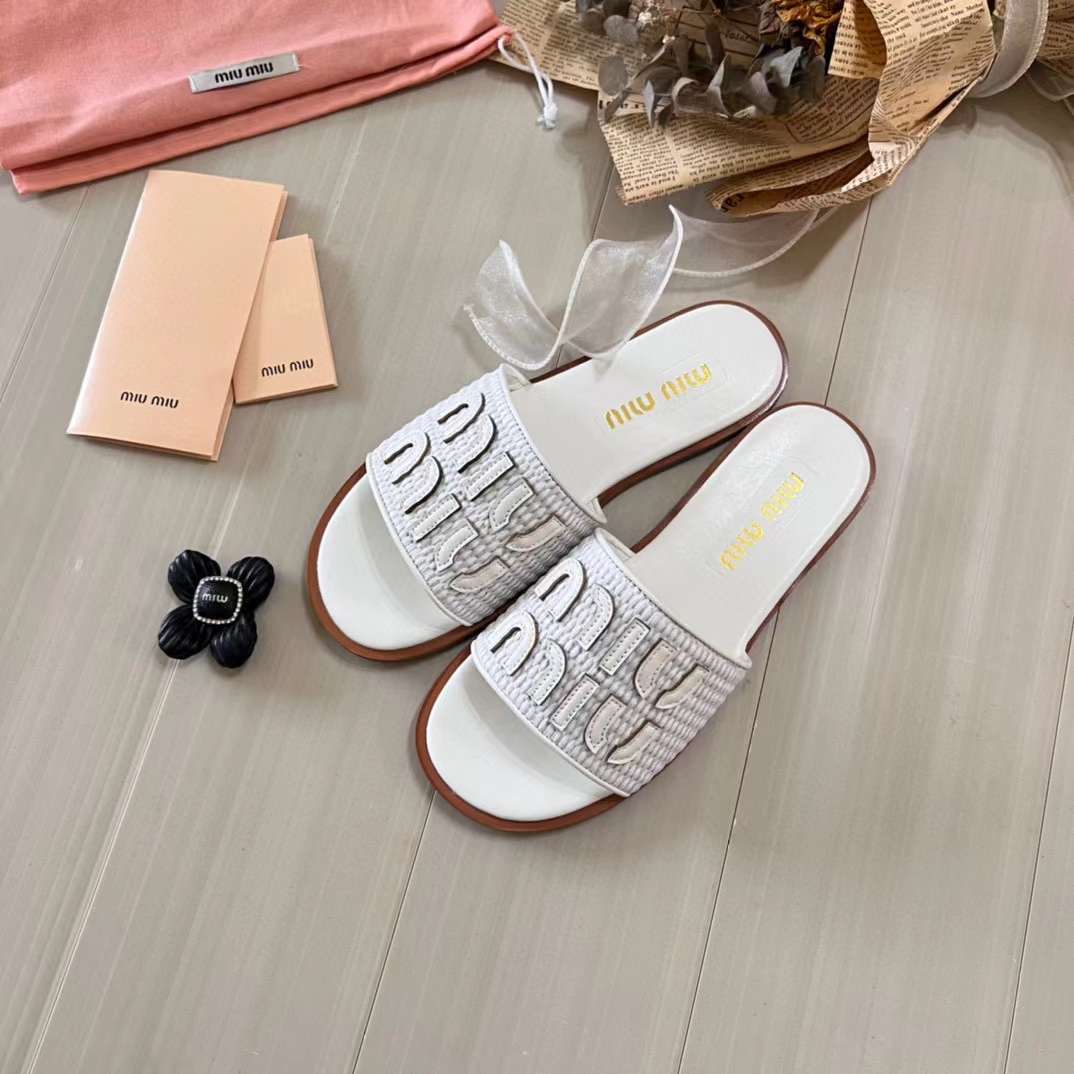 M1UM1U 織物フラットスリッパ【50％割引+送料無料】