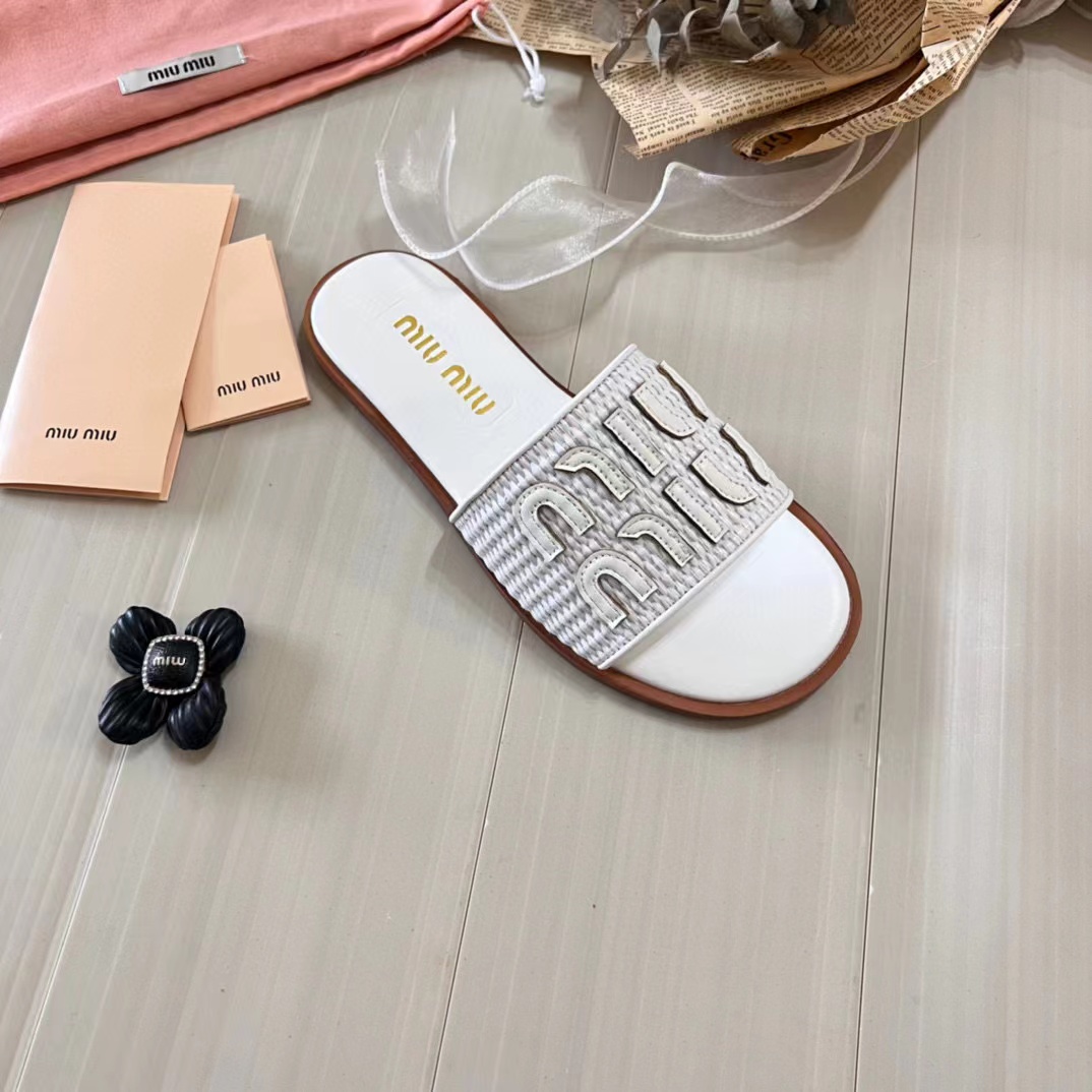 M1UM1U 織物フラットスリッパ【50％割引+送料無料】