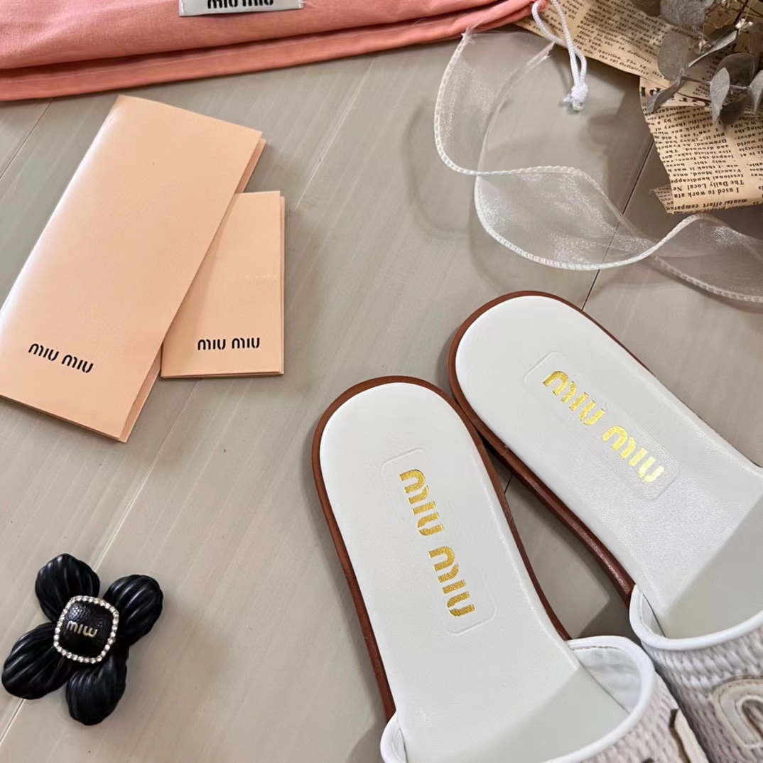 M1UM1U 織物フラットスリッパ【50％割引+送料無料】