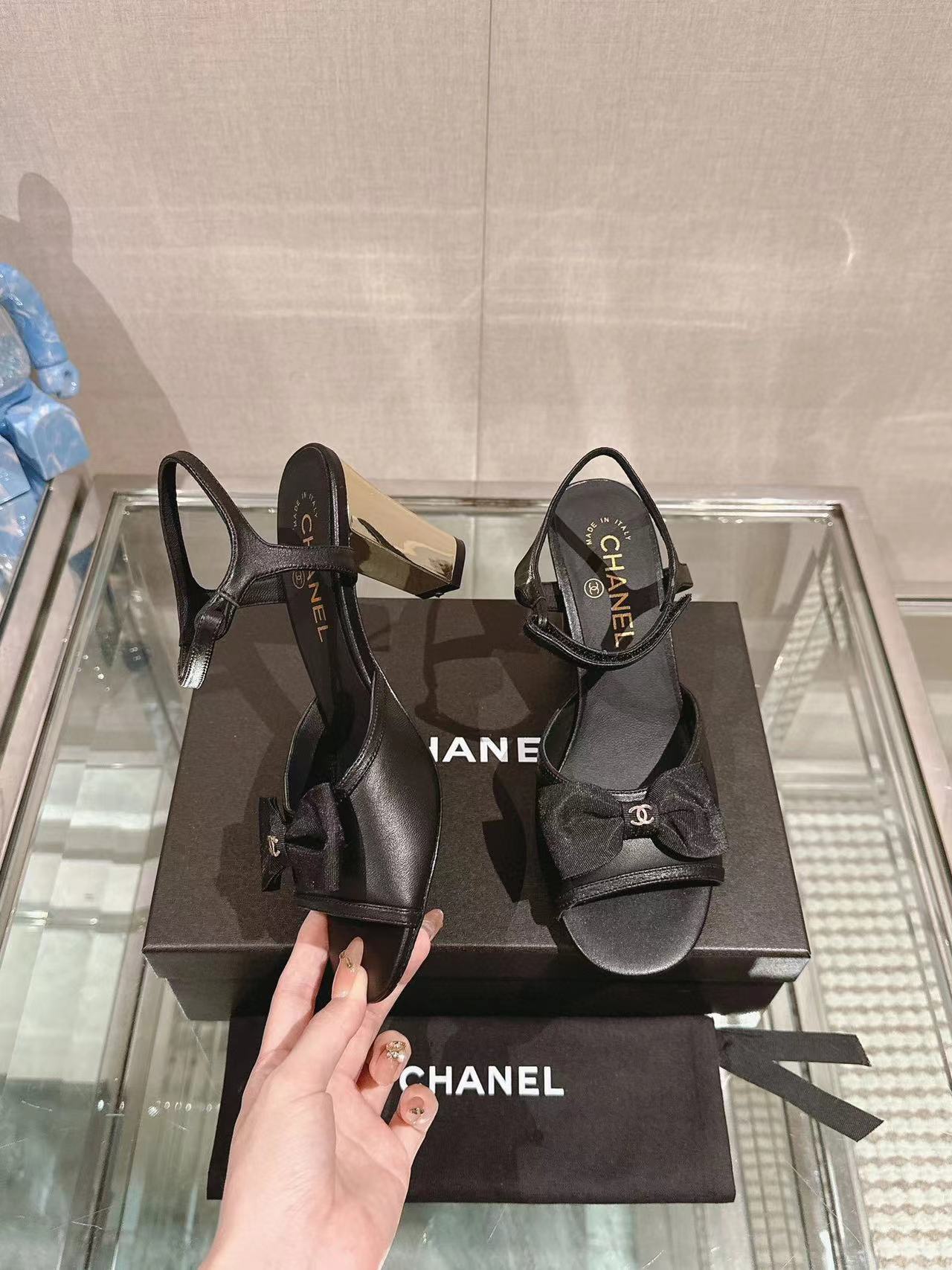 CHANE1 高品質ボウハイヒールサンダル【50%割引+送料無料】