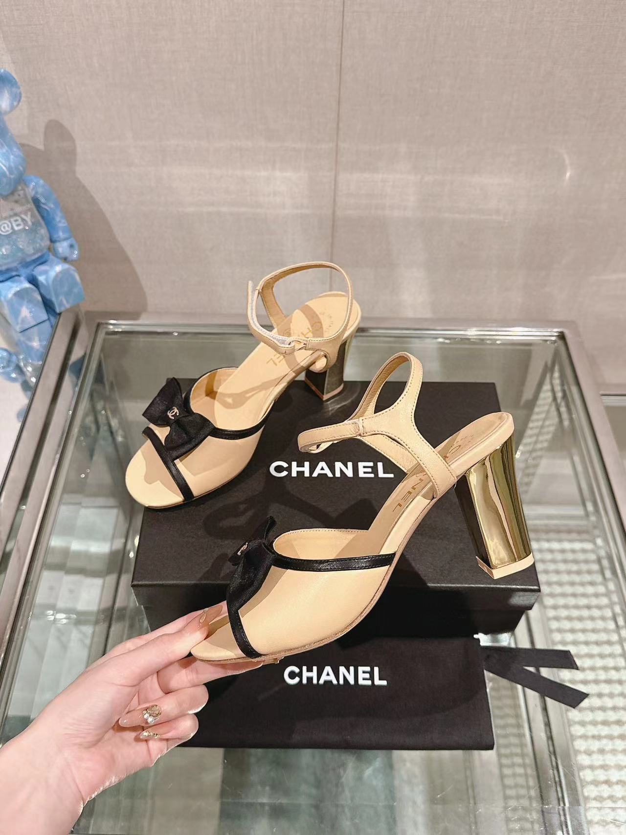 CHANE1 高品質ボウハイヒールサンダル【50%割引+送料無料】