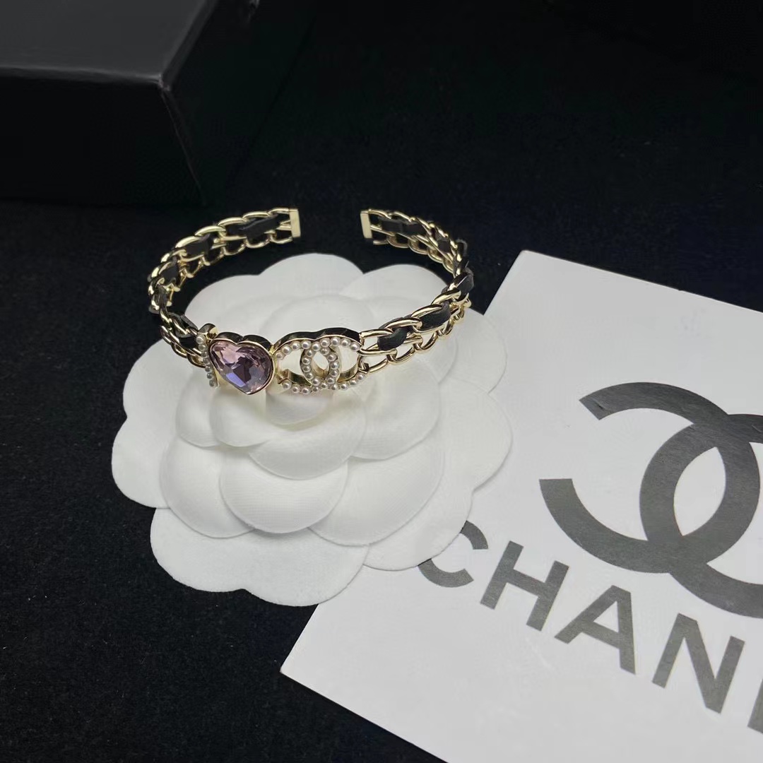 CHANE1 ハート ダブルC ブレスレット【50％割引+送料無料】
