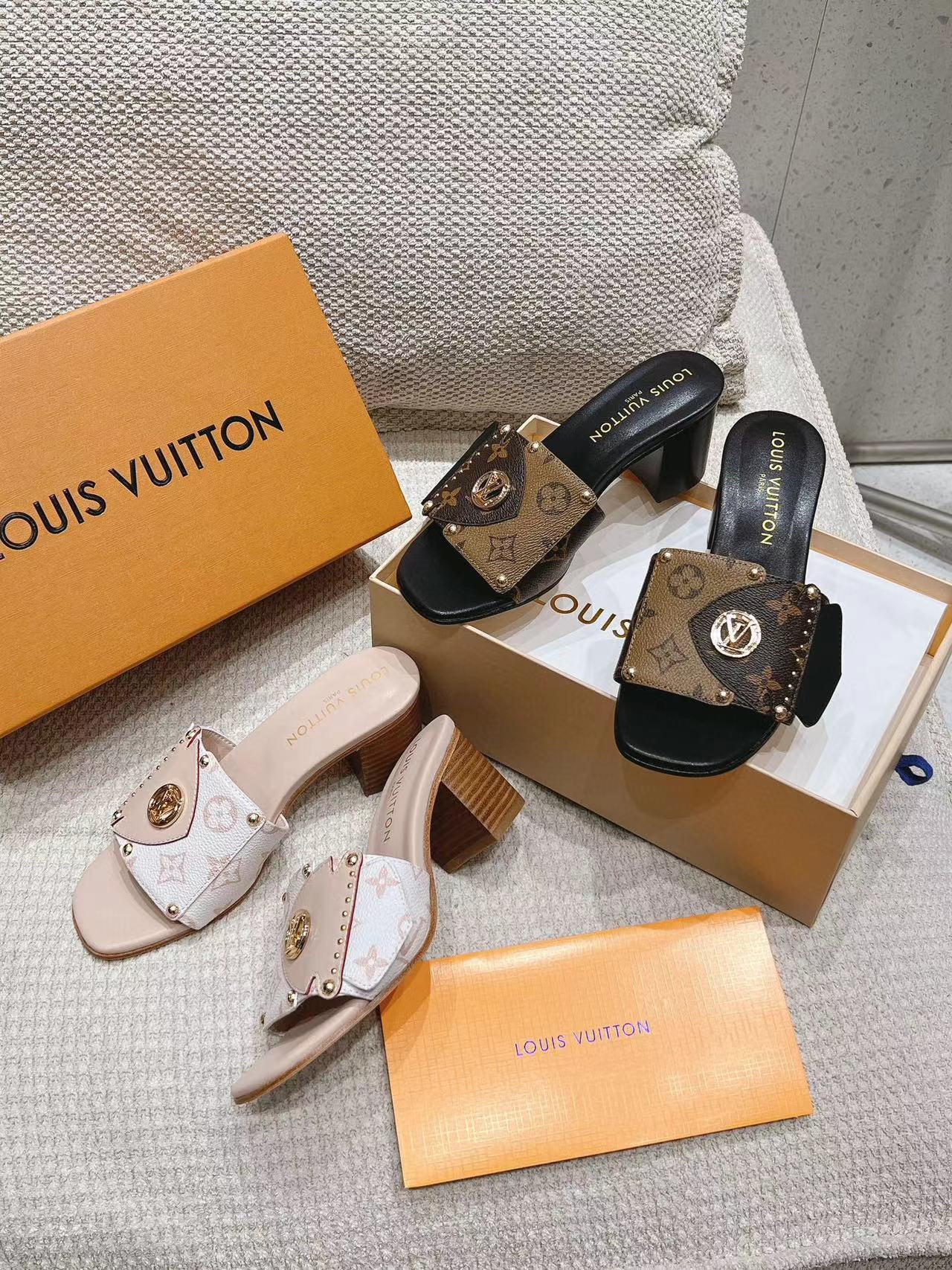 LV高品質四つ葉のクローバーハイヒールスリッパ【50%割引+送料無料】