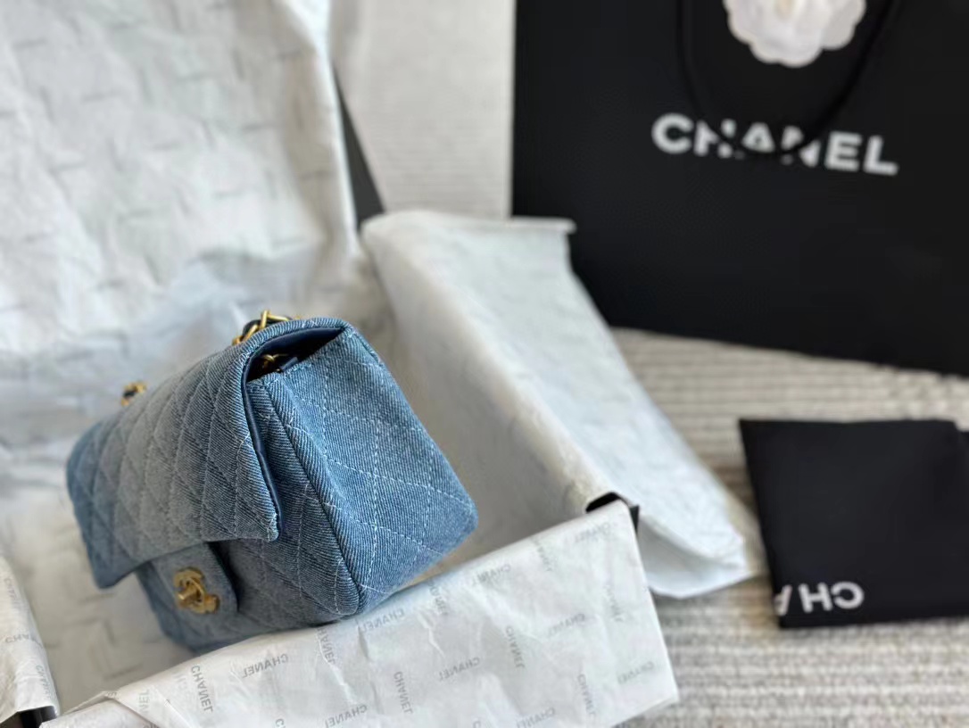 CHANE1 CF デニム チェーン ショルダー クロスボディバッグ【50％割引+送料無料】