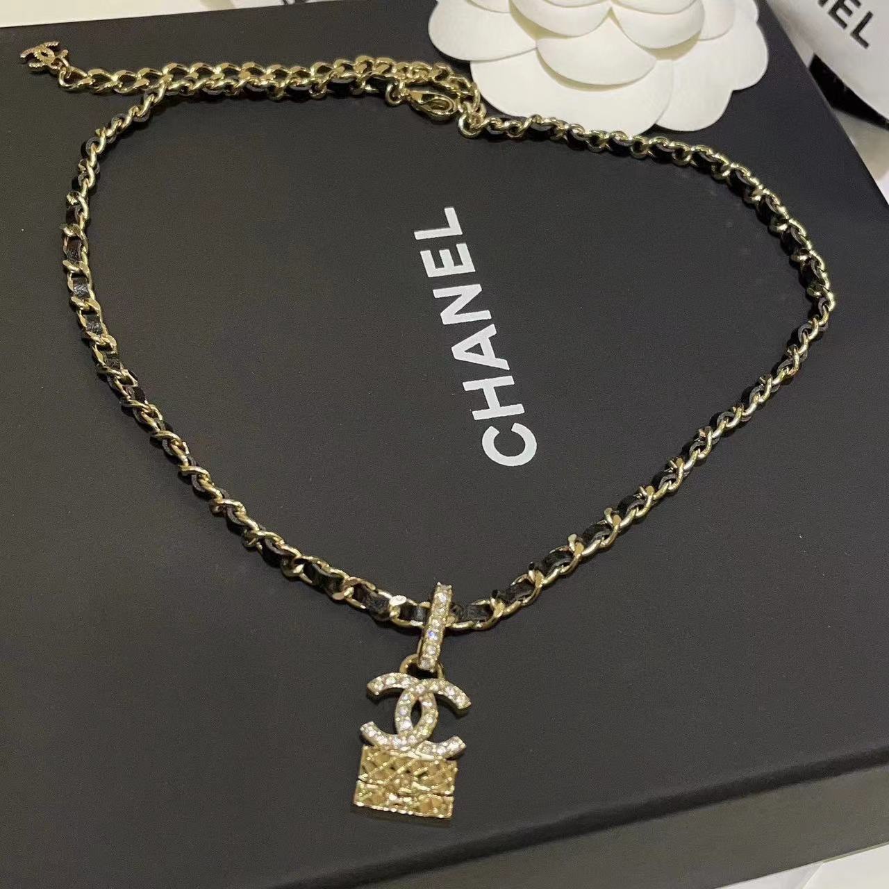 CHANE1 ダイヤモンド バッグ ネックレス+イヤリング 2点セット【50％割引+送料無料】