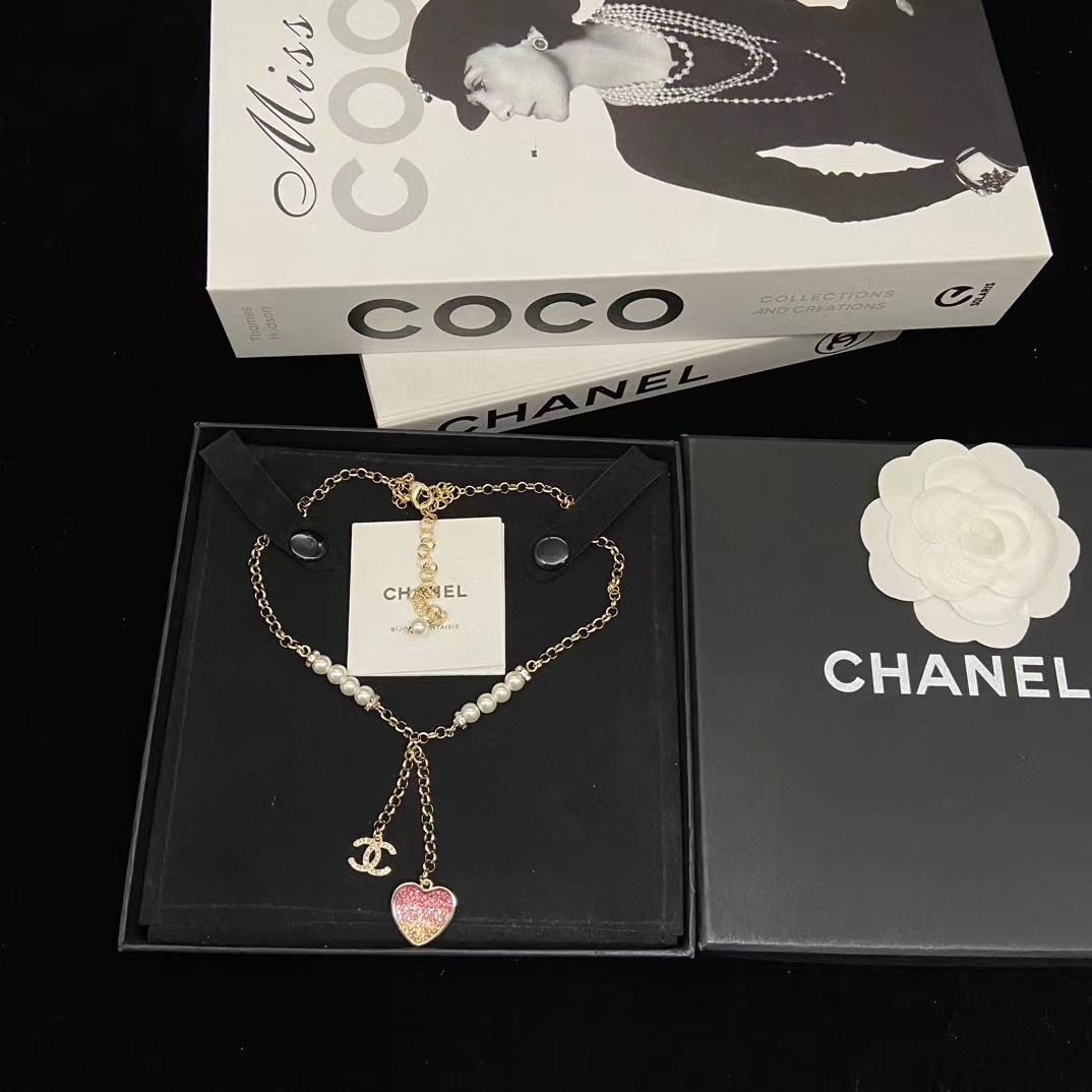 CHANE1 ハートパール＆ダイヤモンドネックレス【50％割引+送料無料】