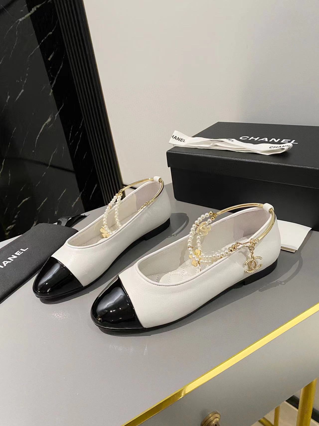 CHANE1 高品質パールフラットシューズ【50%割引+送料無料】