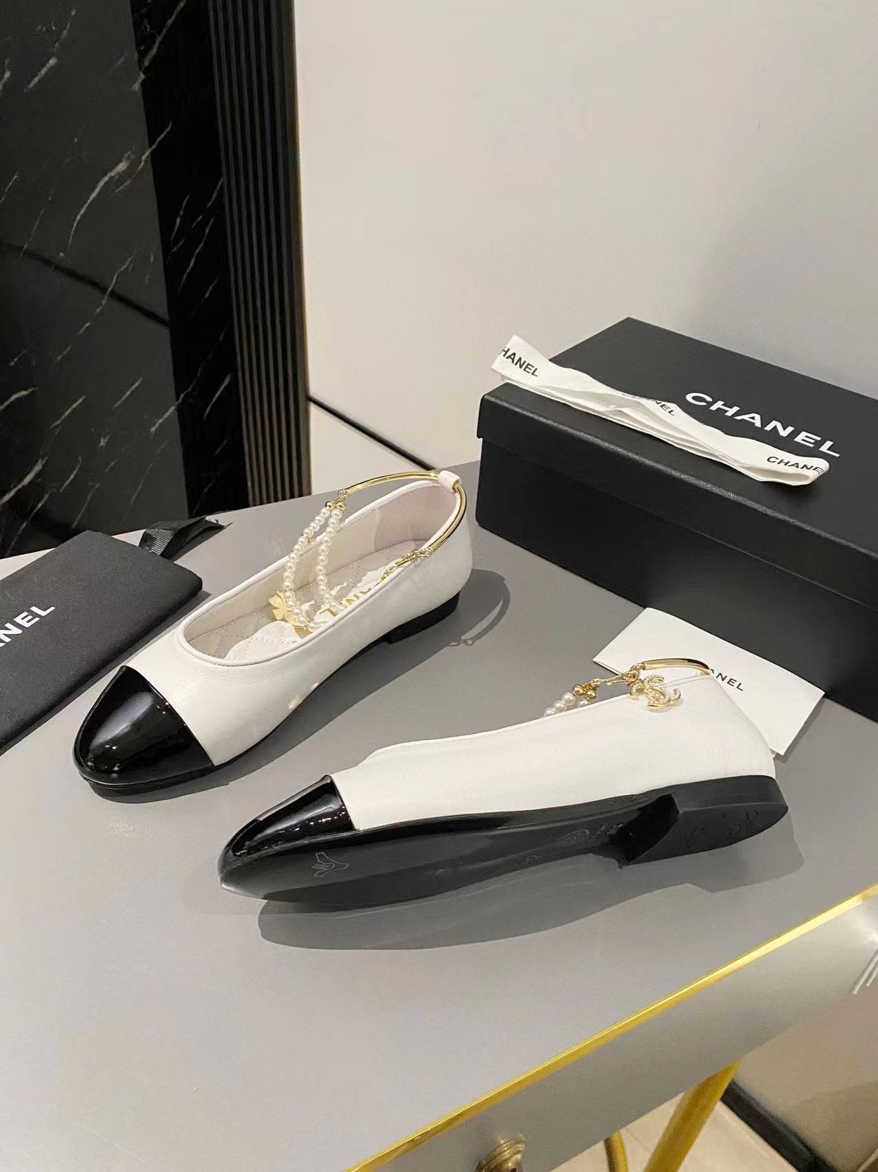 CHANE1 高品質パールフラットシューズ【50%割引+送料無料】