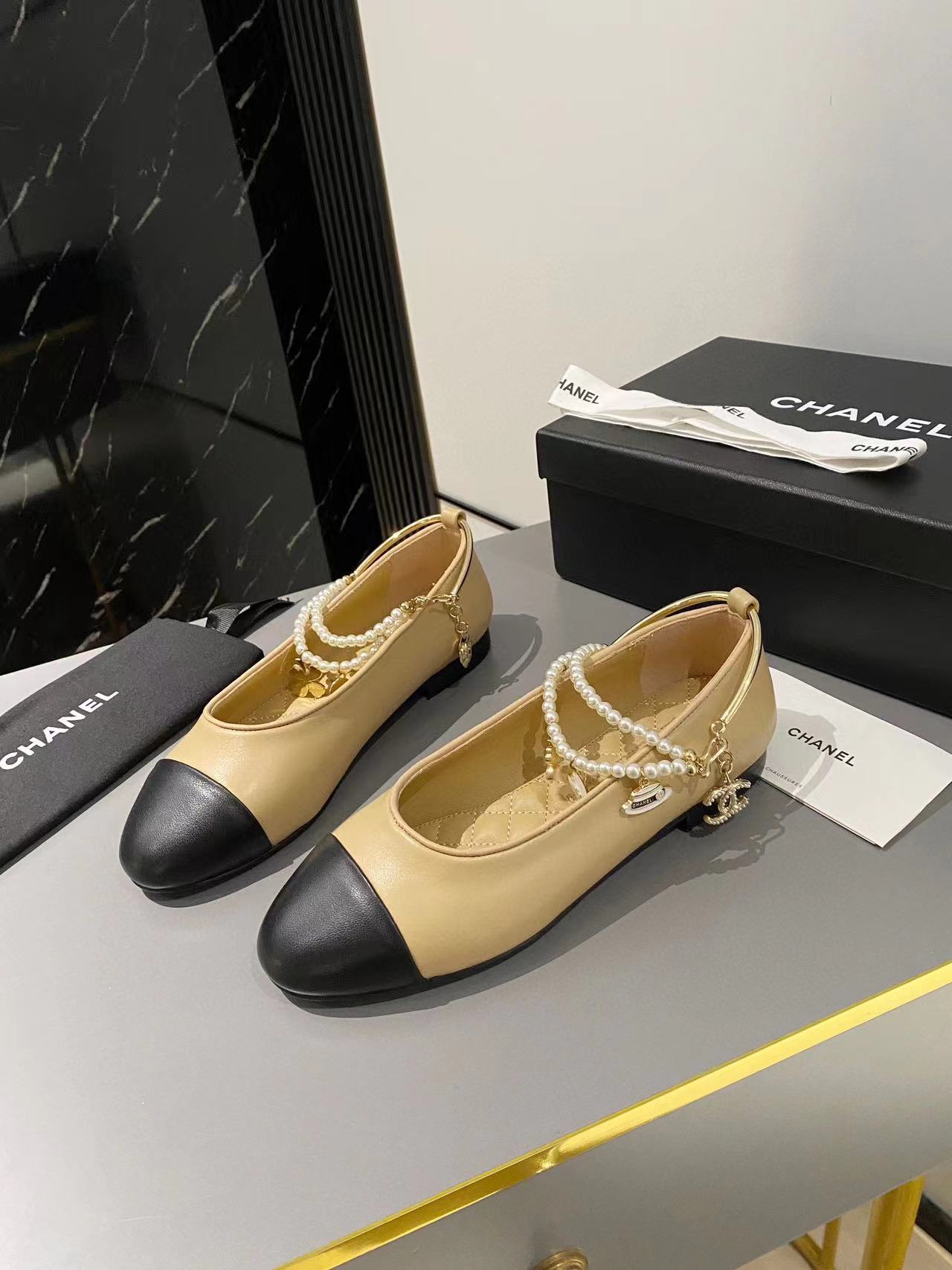 CHANE1 高品質パールフラットシューズ【50%割引+送料無料】