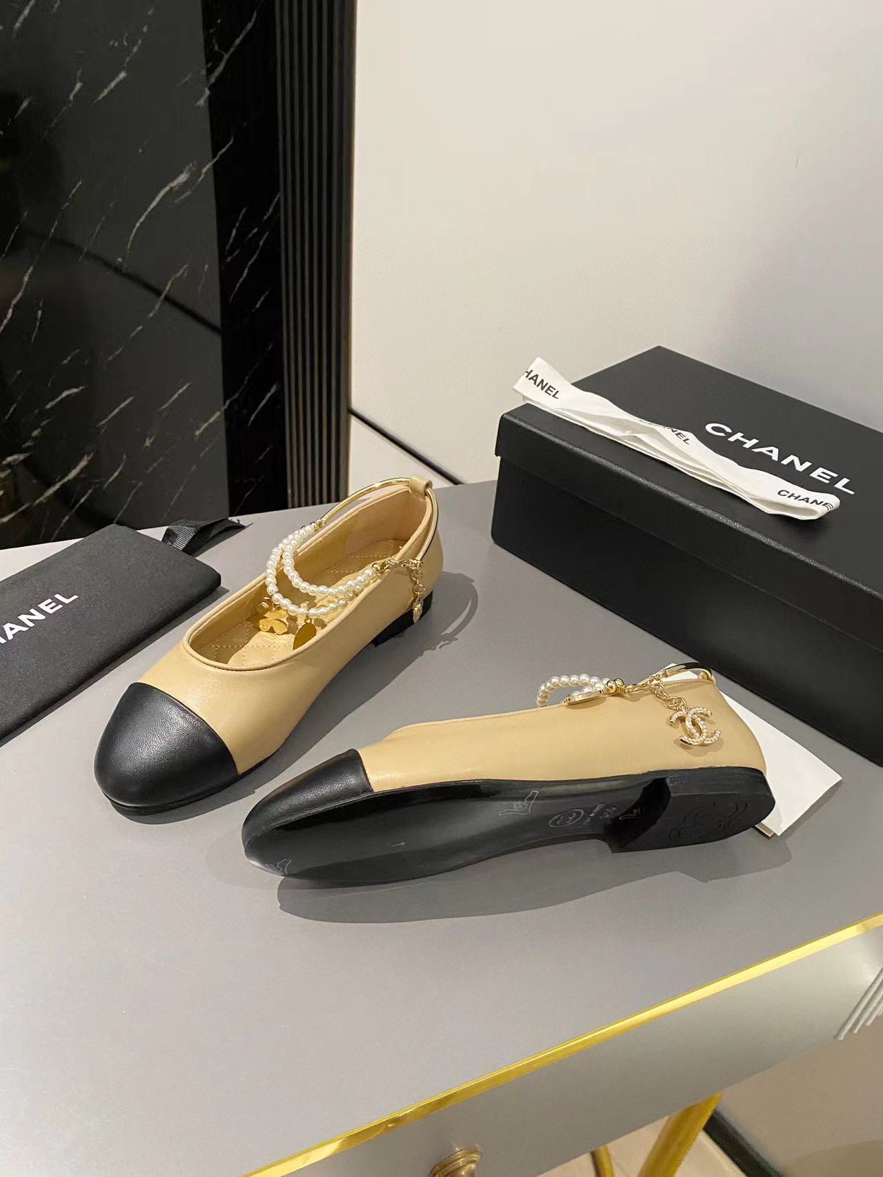 CHANE1 高品質パールフラットシューズ【50%割引+送料無料】