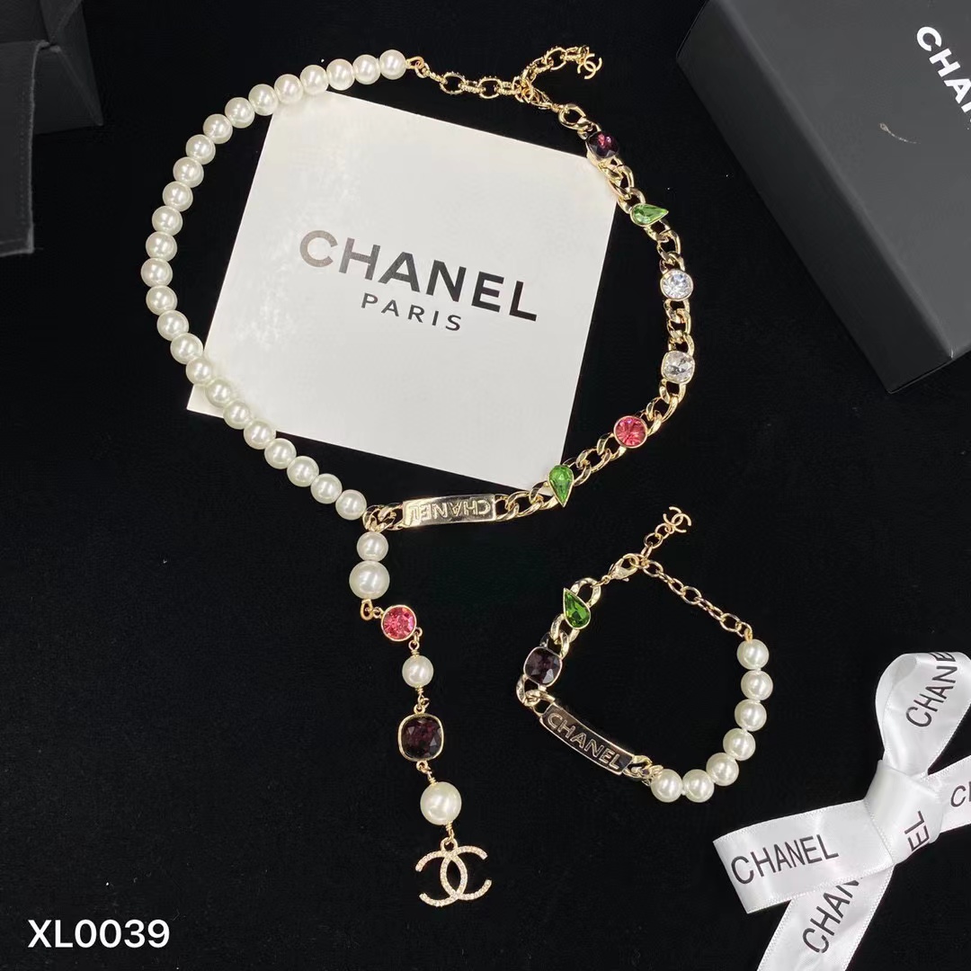 CHANE1 カラーダイヤモンド ブレスレット+ネックレス 2点セット【50％割引+送料無料】