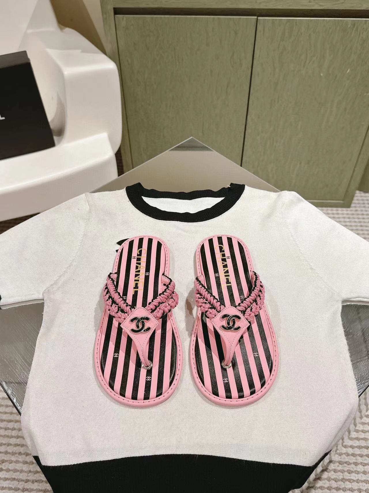 CHANE1 高品質牛革麻縄織りスリッパ【50％割引+送料無料】